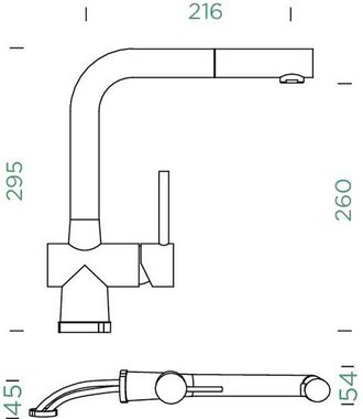 Schock Küchenarmatur LAIOS W SB Ausziehbar, Vor-Fenster-Armatur / Flüsterperlator, Schwenkbereich 360°