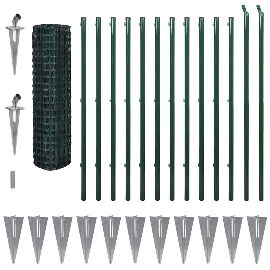 Gartenzaun Eurozaun Stahl 25 x 1,7 m Grün