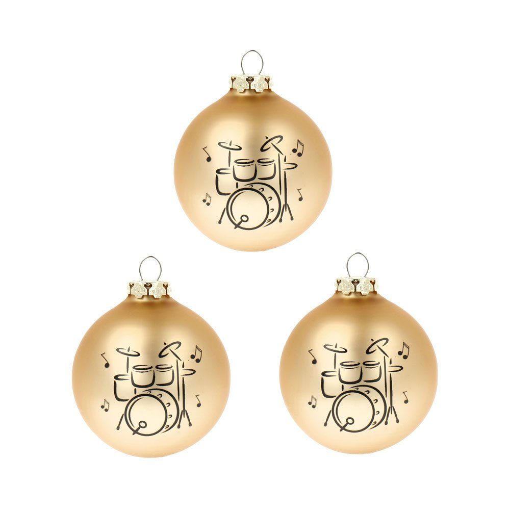 Weihnachtsbaumkugel gold Musiker für mugesh Weihnachtskugeln Schlagzeug, 3er-Set