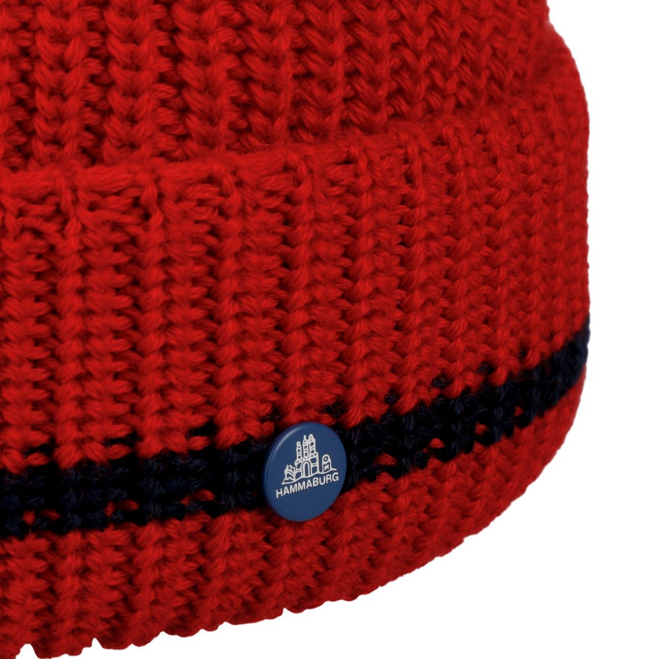 Hammaburg Bommelmütze (1-St) Strickmütze mit Umschlag, Made in Italy