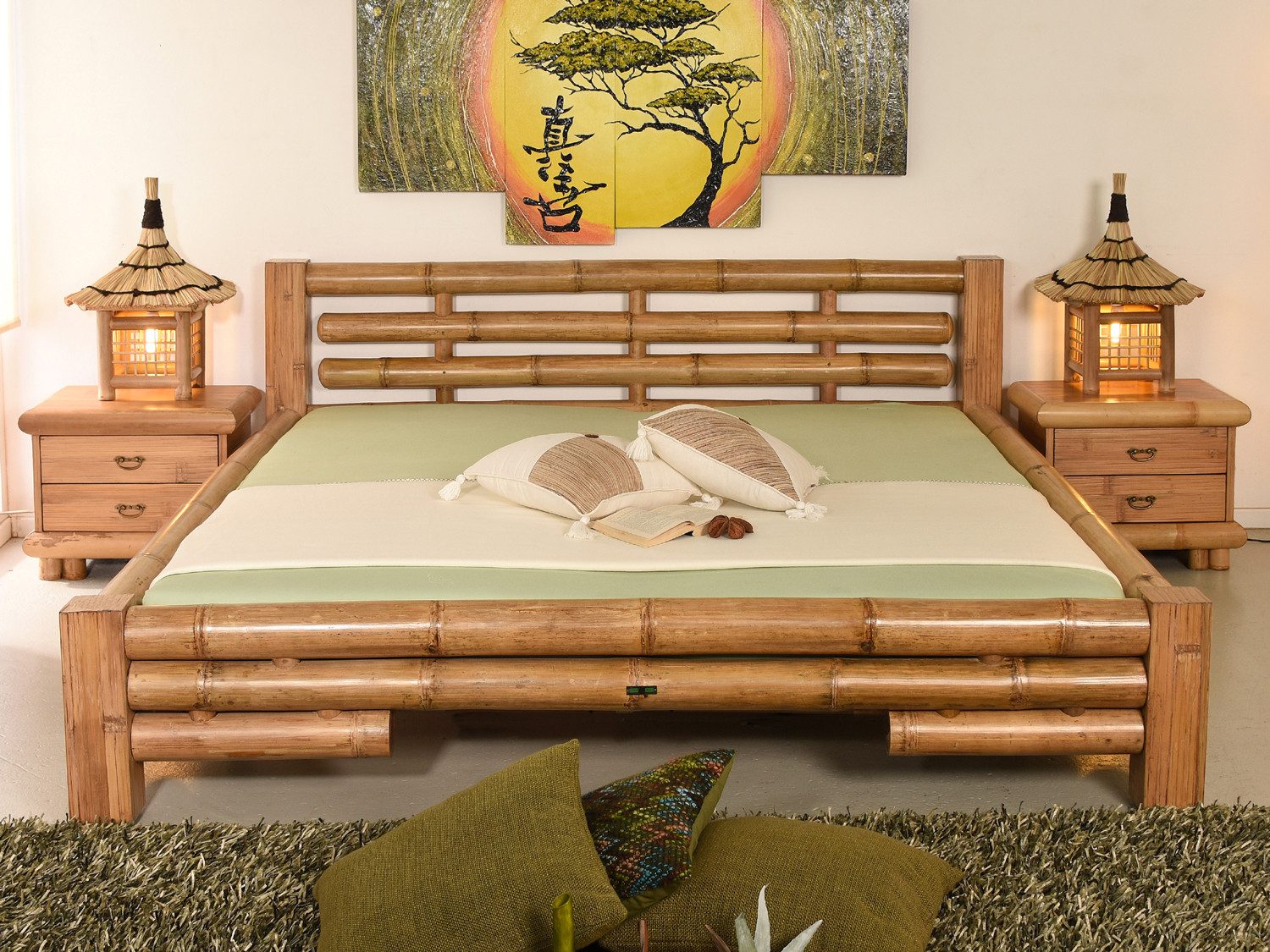 Bambus-Lounge Bettgestell Koh Tao Bambusbett Bettrahmen Bettgestell Bambusmöbel Rattanbett