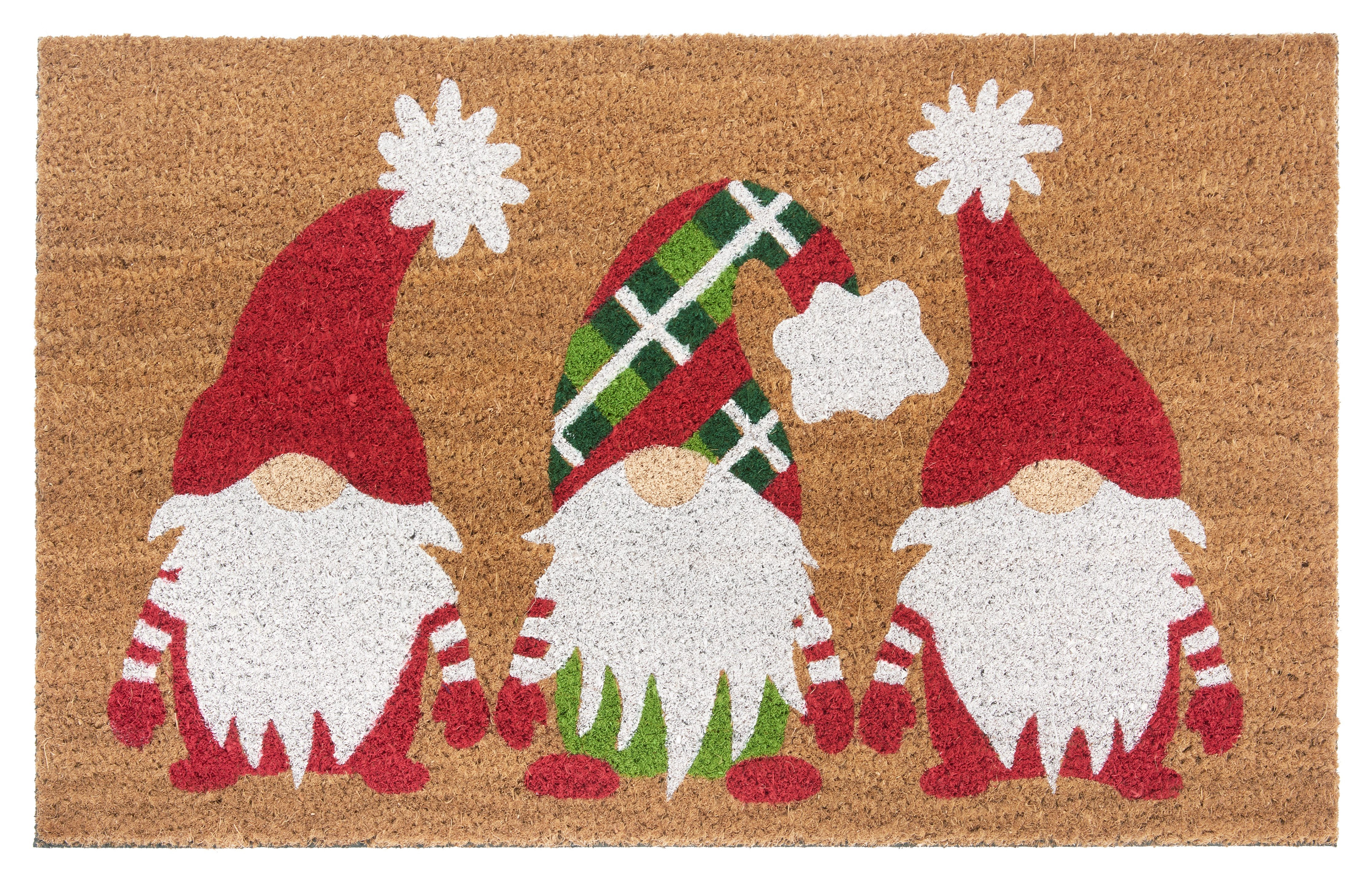 HANSE Home Fußmatte Mix Mats Kokos Christmas Gnomes, Türmatte, rechteckig, Höhe: 15 mm, Weihnachten, Schmutzfangmatte, Outdoor, Rutschfest, Innen, Kokosmatte