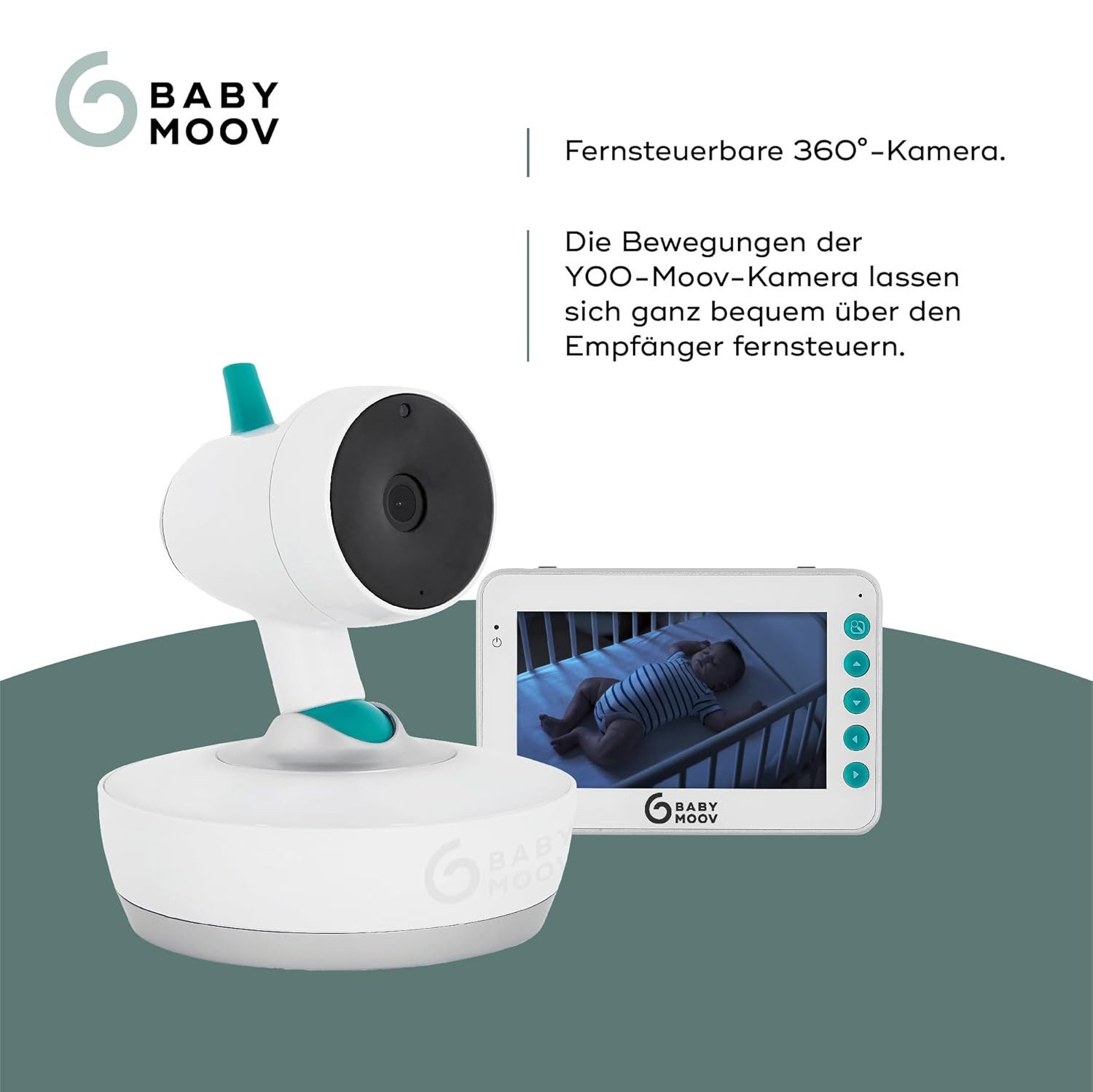 BABYMOOV Video-Babyphone Babymoov Babyphone YOO-Moov 360° Kamera Fernsteuerung 4,3" Bildschirm