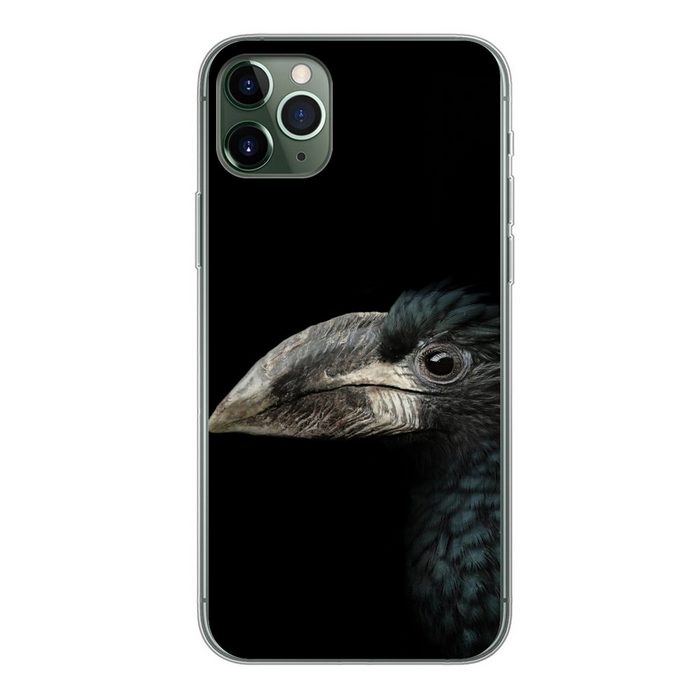 MuchoWow Handyhülle Vogel - Porträt - Hornvogel - Schwarz - Tiere Handyhülle Apple iPhone 11 Pro Max Smartphone-Bumper Print Handy