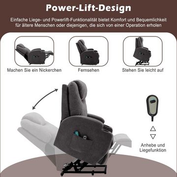 HAUSS SPLOE TV-Sessel Drehsessel Massagesessel Relaxsessel Loungesessel (Massagesessel für ältere Menschen, elektrisch verstellbarer Sesse, Stoff-Liegesofa), mit 2 Getränkehaltern, Seitentaschen und Fernbedienung