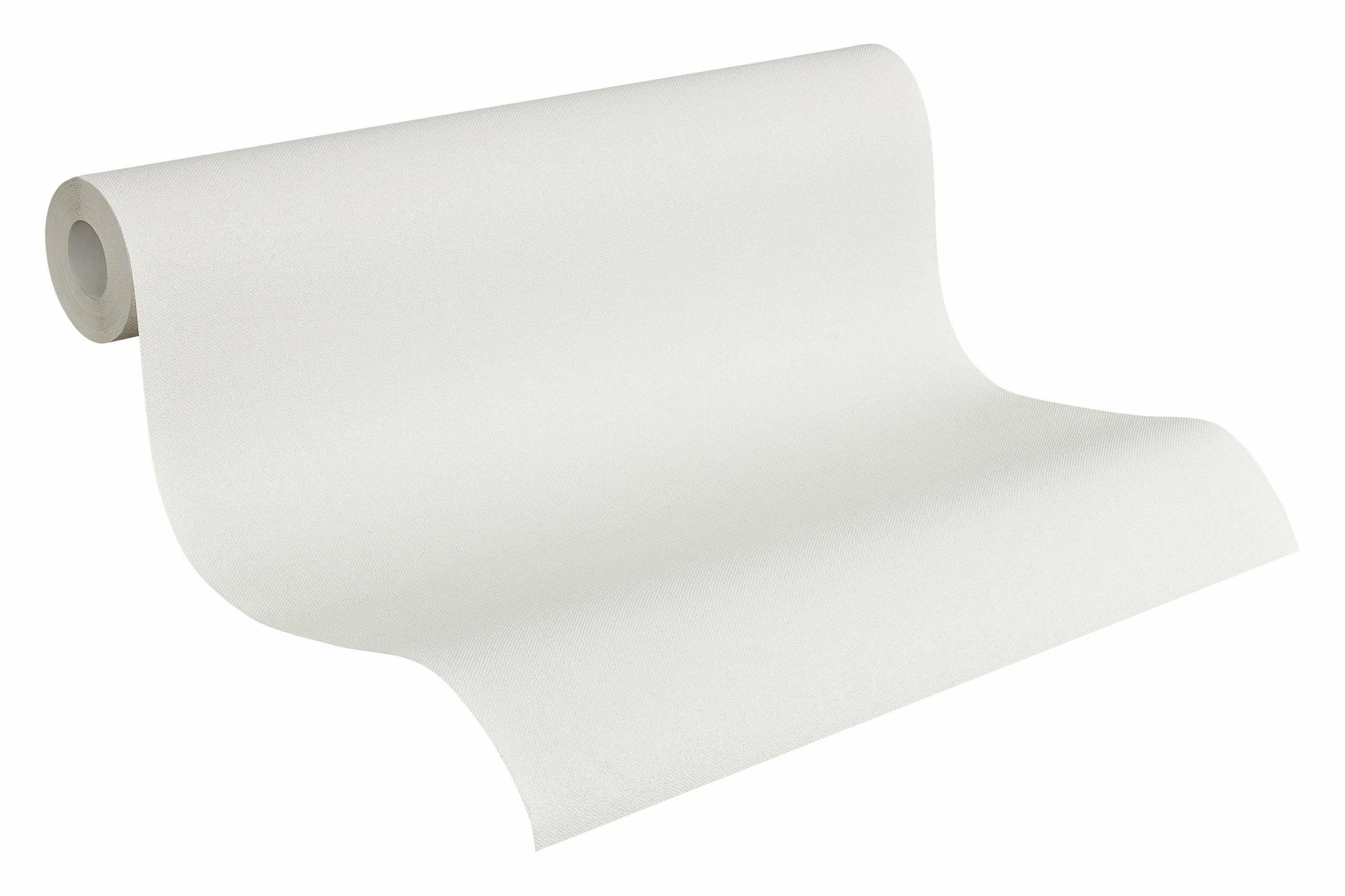 A.S. Création Vliestapete Attractive 2 Tapete, strukturiert, einfarbig, leicht glänzend, (1 St), Unitapete glitzertapete tapete mit glitzer strukturiert Weiß