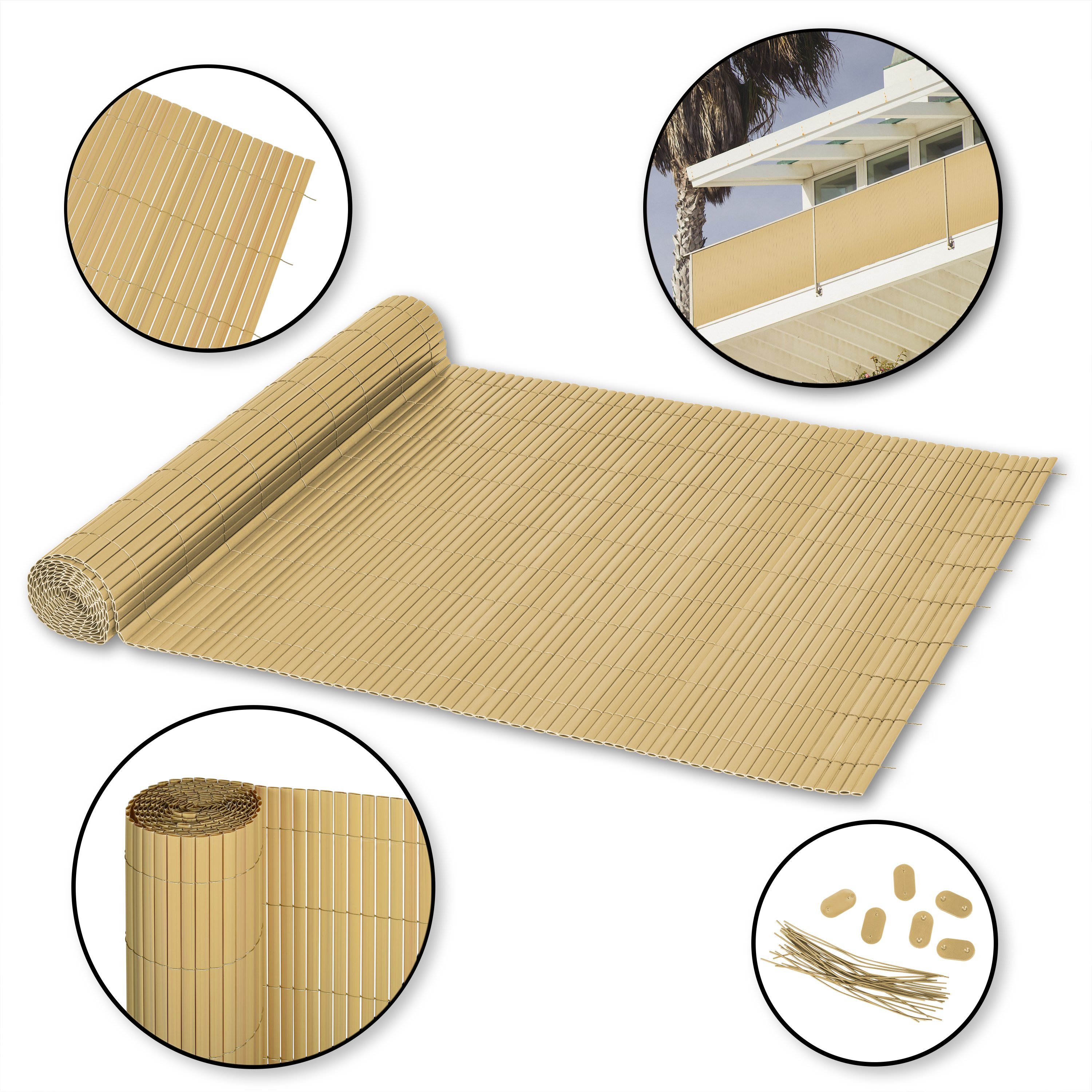 Ribelli Balkonsichtschutz Zaunsichtschutz PVC ca. 0,8 x 4m bambus günstig online kaufen