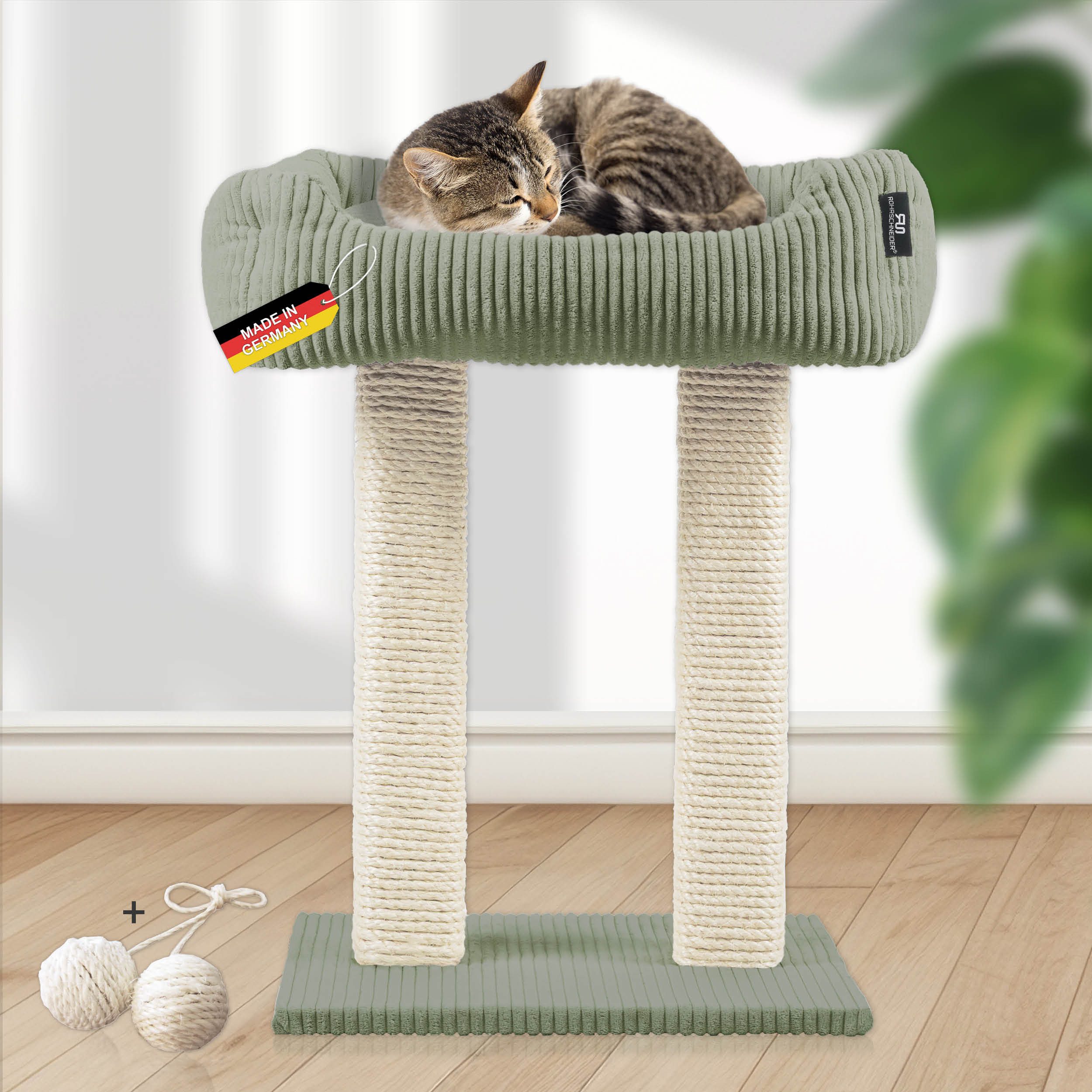 Rohrschneider Kratzbaum Katzenbaum Wolly 2 breite Kratzstämme mit Katzenbet günstig online kaufen