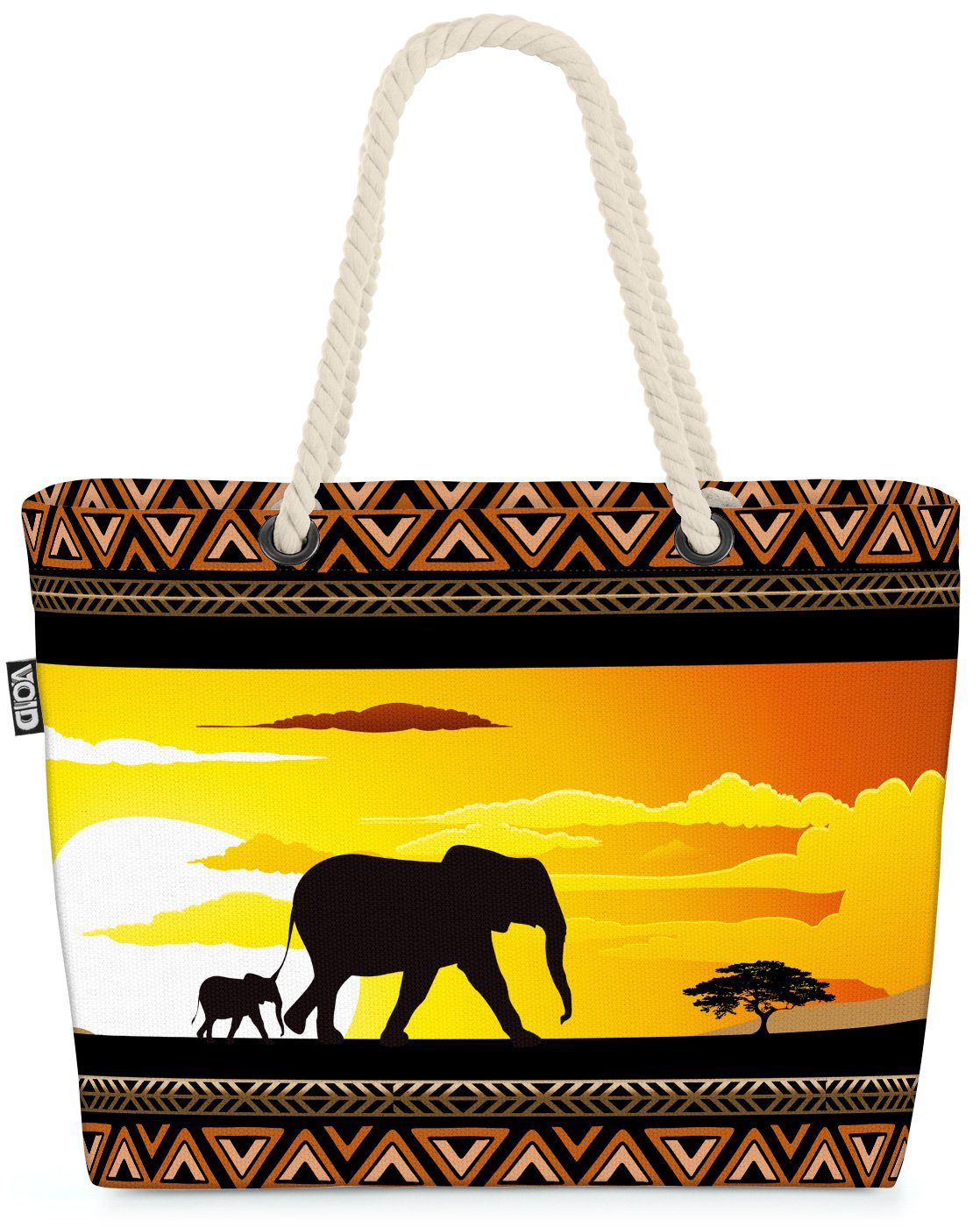 VOID Strandtasche (1-tlg), Afrika Elefanten Giraffen Beach Bag Elefant Afrika Safari Dschungel Zoo Tiere