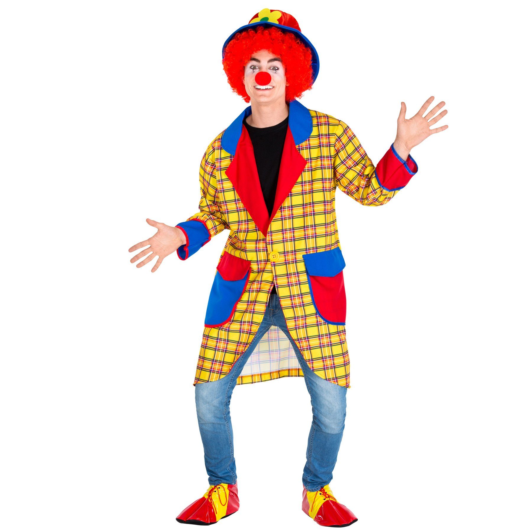 dressforfun Clown-Kostüm Herrenkostüm Clown Fridolin, Langer, farbenfroher Mantel aus Polyester