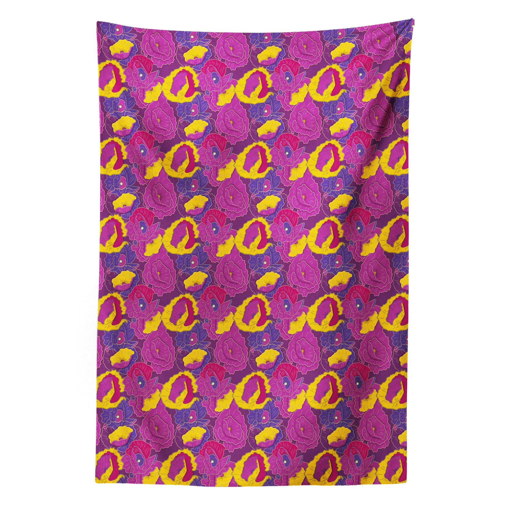 Abakuhaus Wandteppich aus Weiches Mikrofaser Stoff Für das Wohn und Schlafzimmer, rechteckig, Blumen Comic Fröhlich Blumen