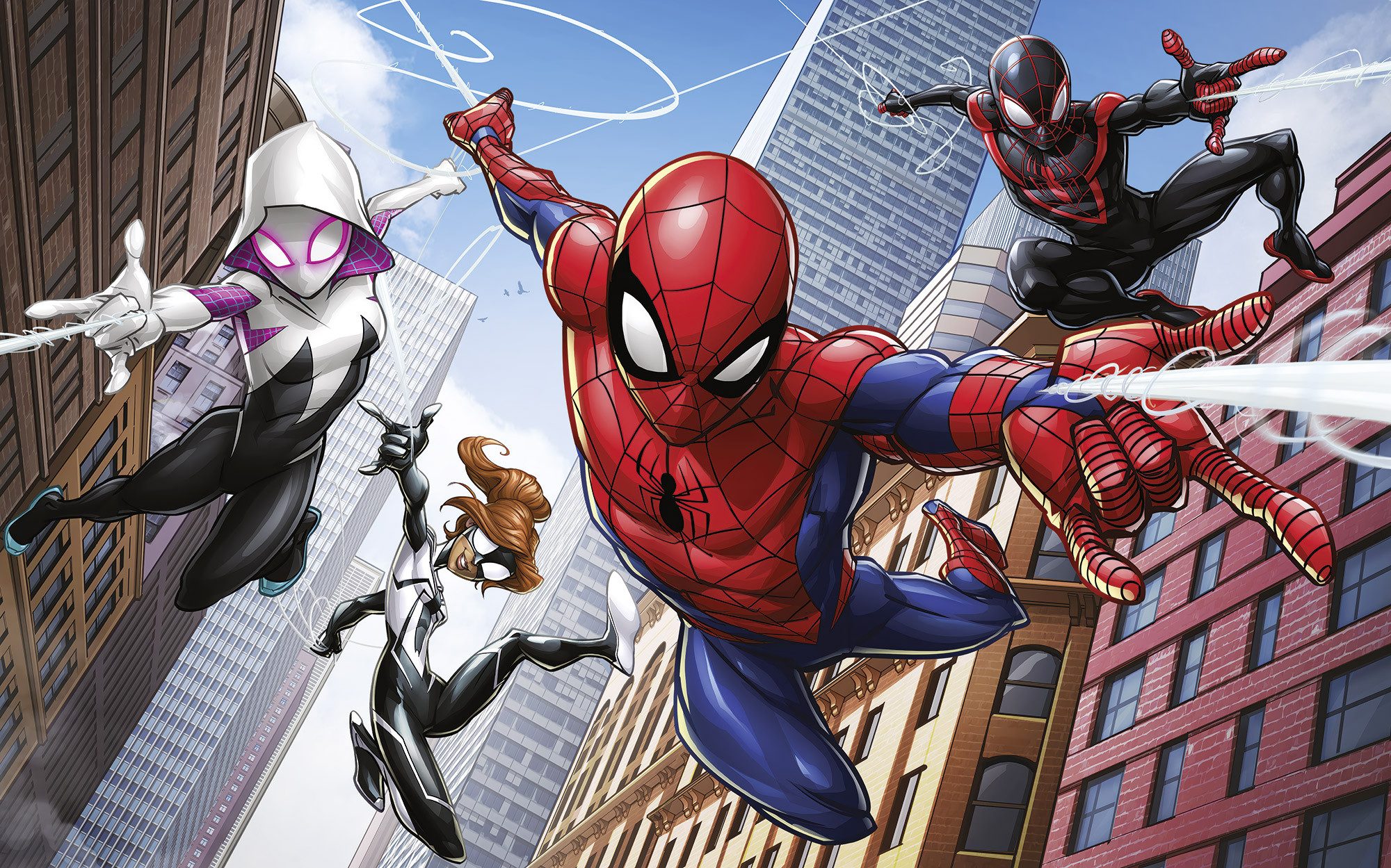 Komar Kindertapete Marvel Spider-Man Swinging Crew, günstig online kaufen