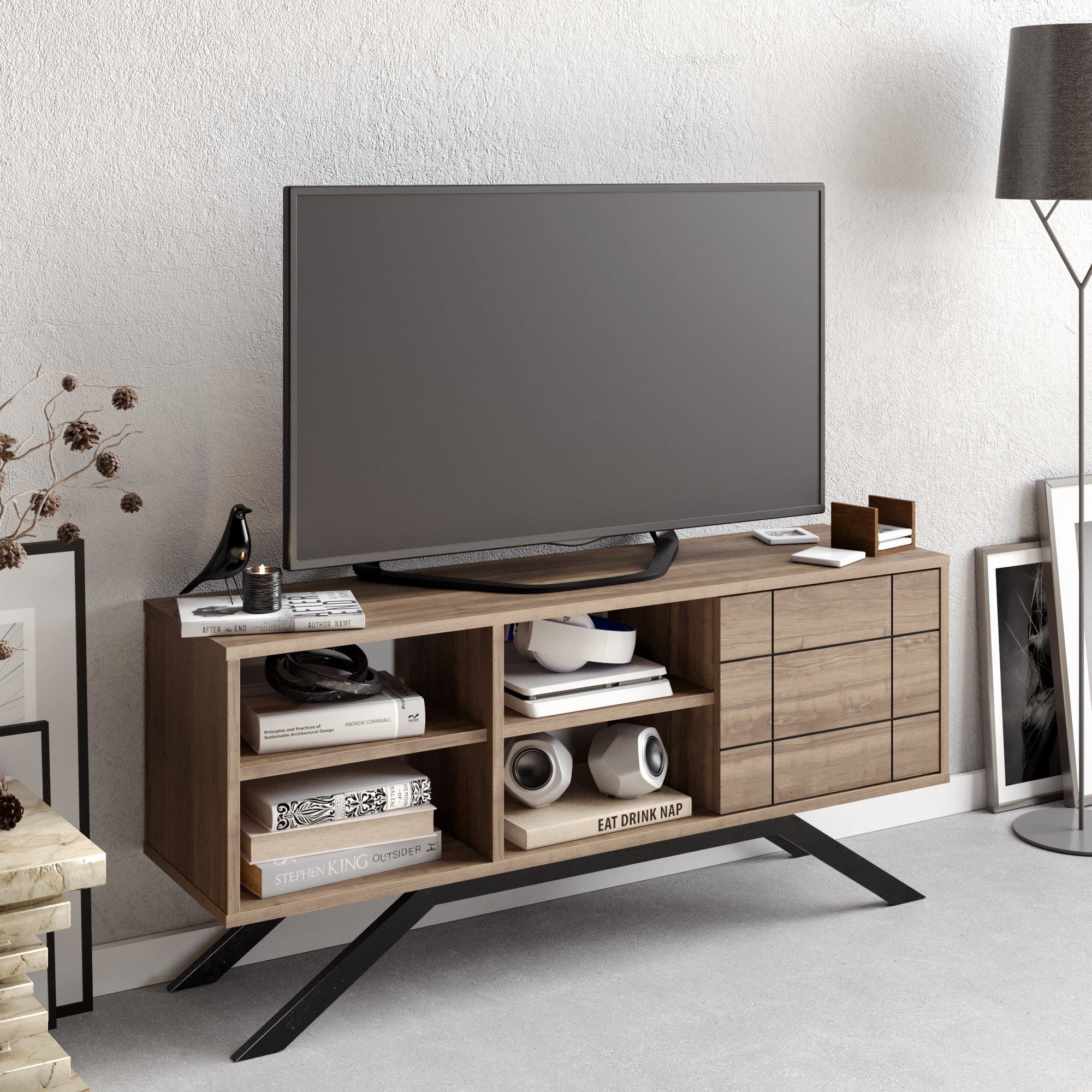 Skye Decor TV-Schrank Schränke, 38,6x130x58,6 cm, 100% Melaminbeschichtete Partikelplatte | TV-Schränke