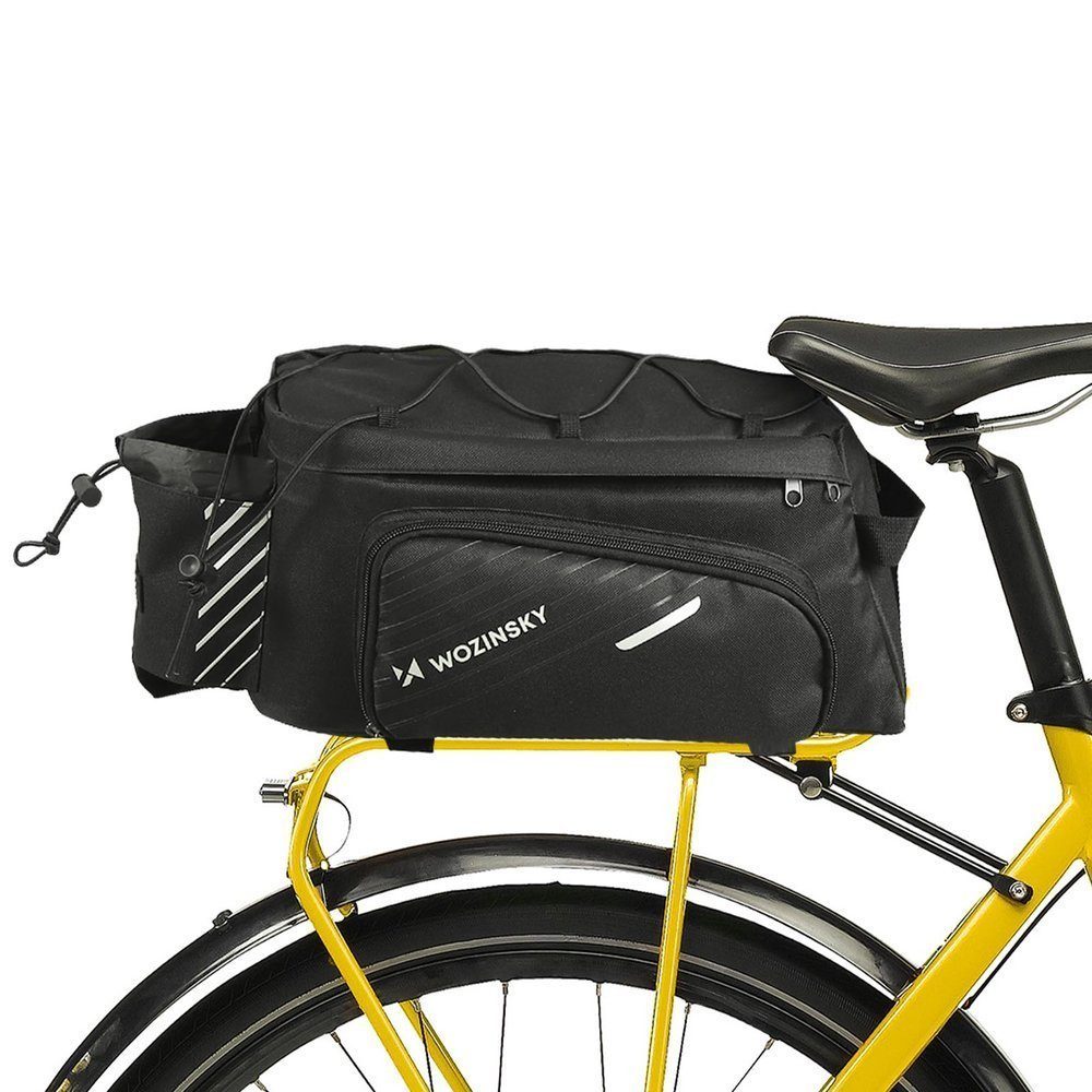 Wozinsky Fahrradtasche Fahrradträgertasche mit 9L Schultergurt (Regenschutz  inklusive) Schwarz