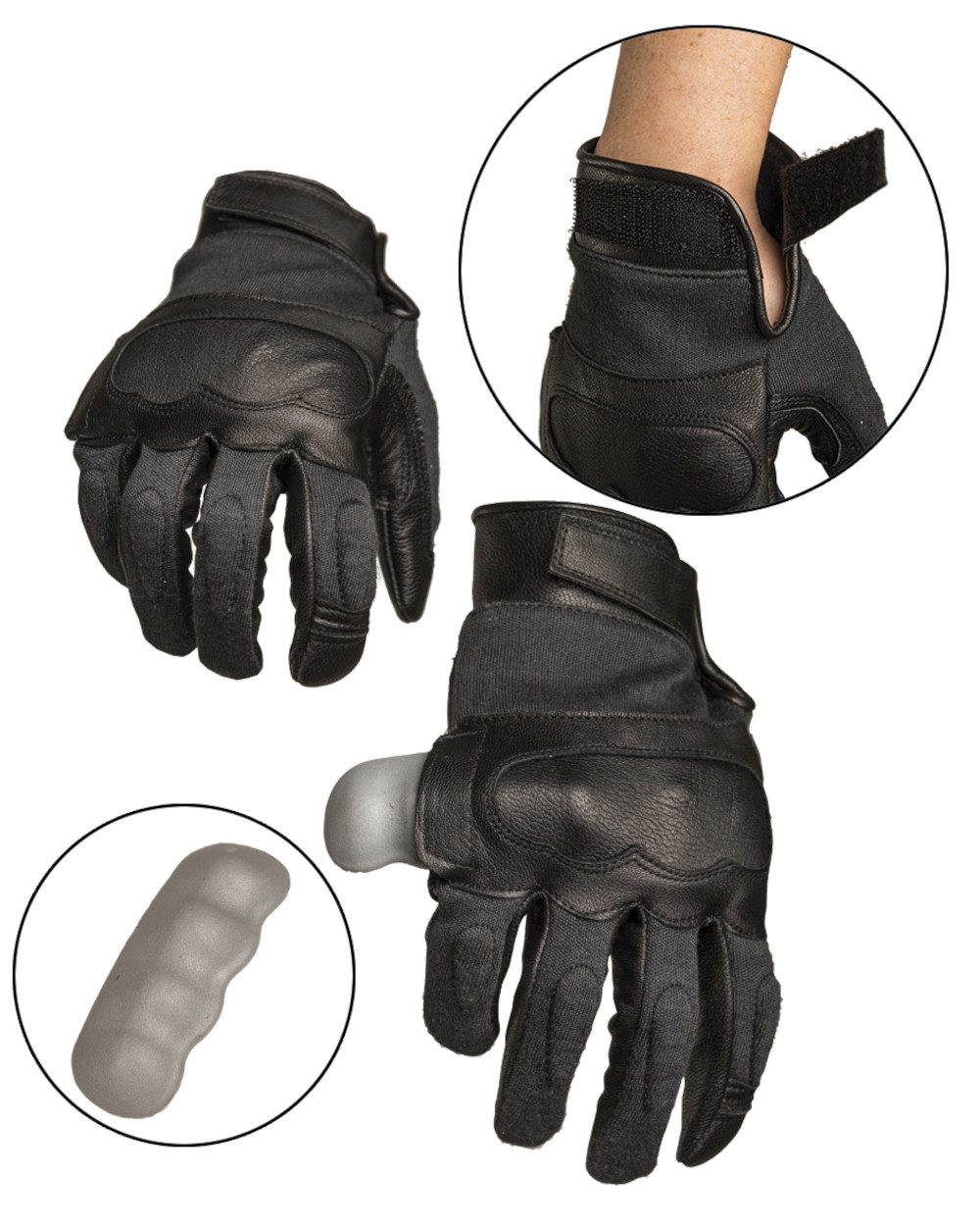 Mil-Tec Schnittschutzhandschuhe Mil-Tec Tactical Handschuhe Leder/Aramid, schwarz
