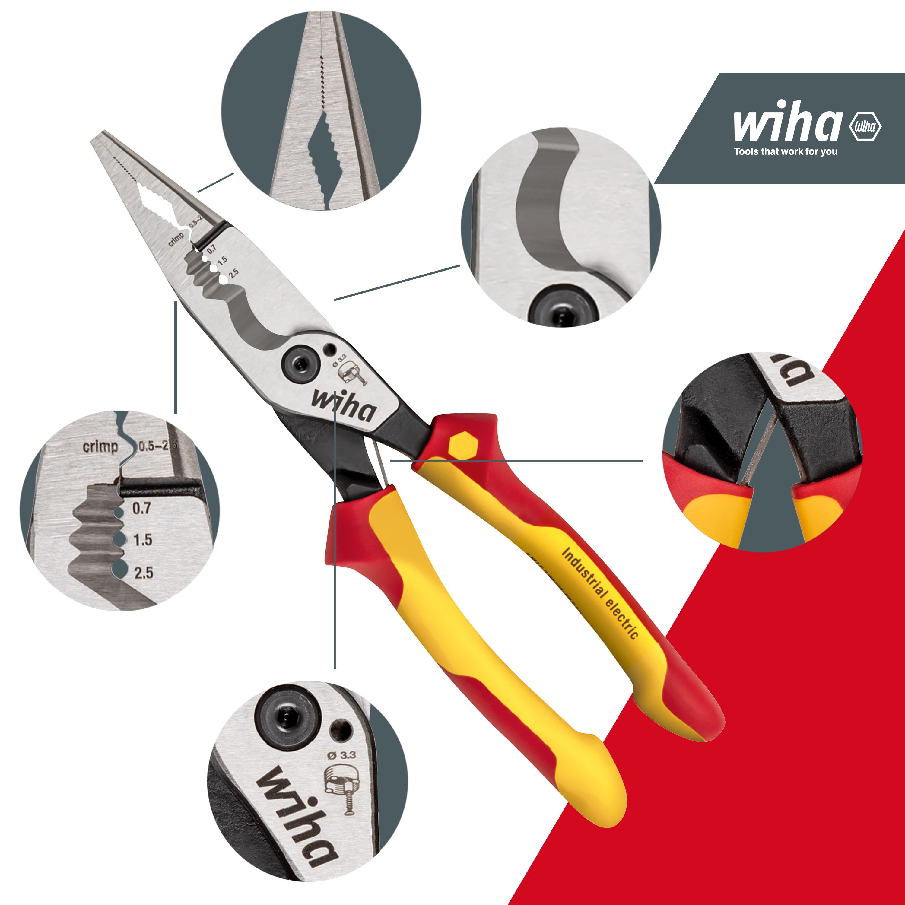 Thumbnail - Wiha Elektro-Installationszange 8in1 (45705), Multifunktionszange für Elektriker, 8in1