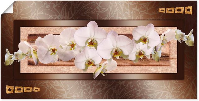 Artland Wandbild »Weiße Orchideen mit goldenen Vierecken«, Blumen (1 Stück)-Otto