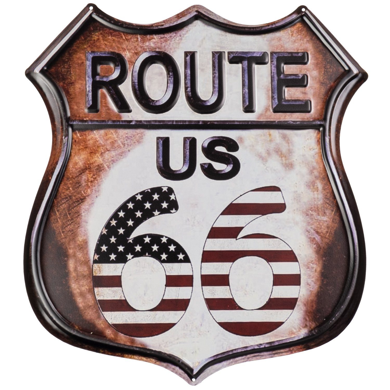 Moritz Metallschild Route 66 US Straßenschild Flagge, Vintage Retro Deko Schild Metallschild Wandbild Schild