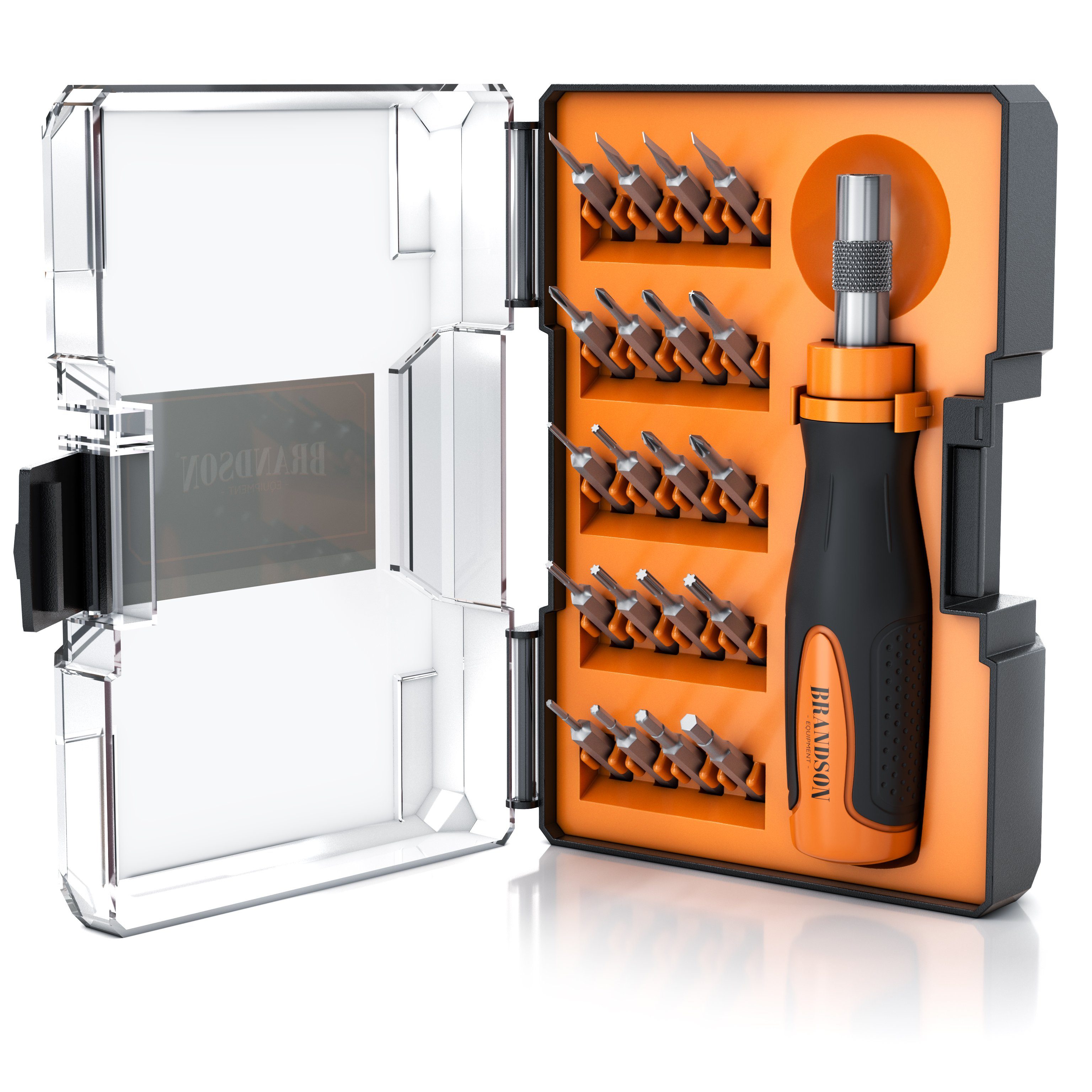 Brandson Bit-Schraubendreher Set 21-teilig, Minibits 4 mm, Schlitz, Kreuzschlitz, Sechskant, Torx, (1 St), Innensechskant, Schraubenzieher Satz, Steckschlüssel, Feinmechaniker