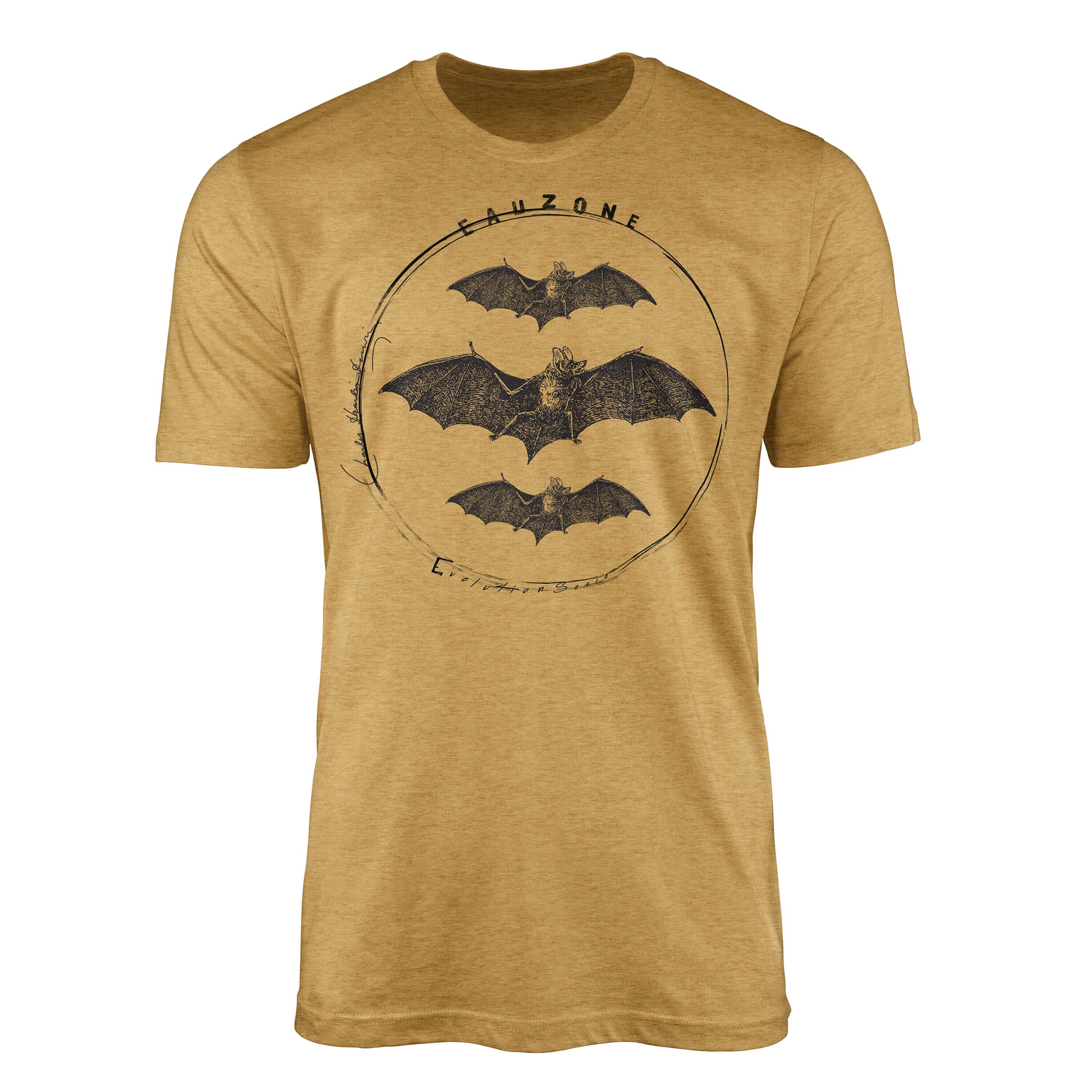 Evolution Art Sinus T-Shirt Fledermaus Gold Herren T-Shirt Antique