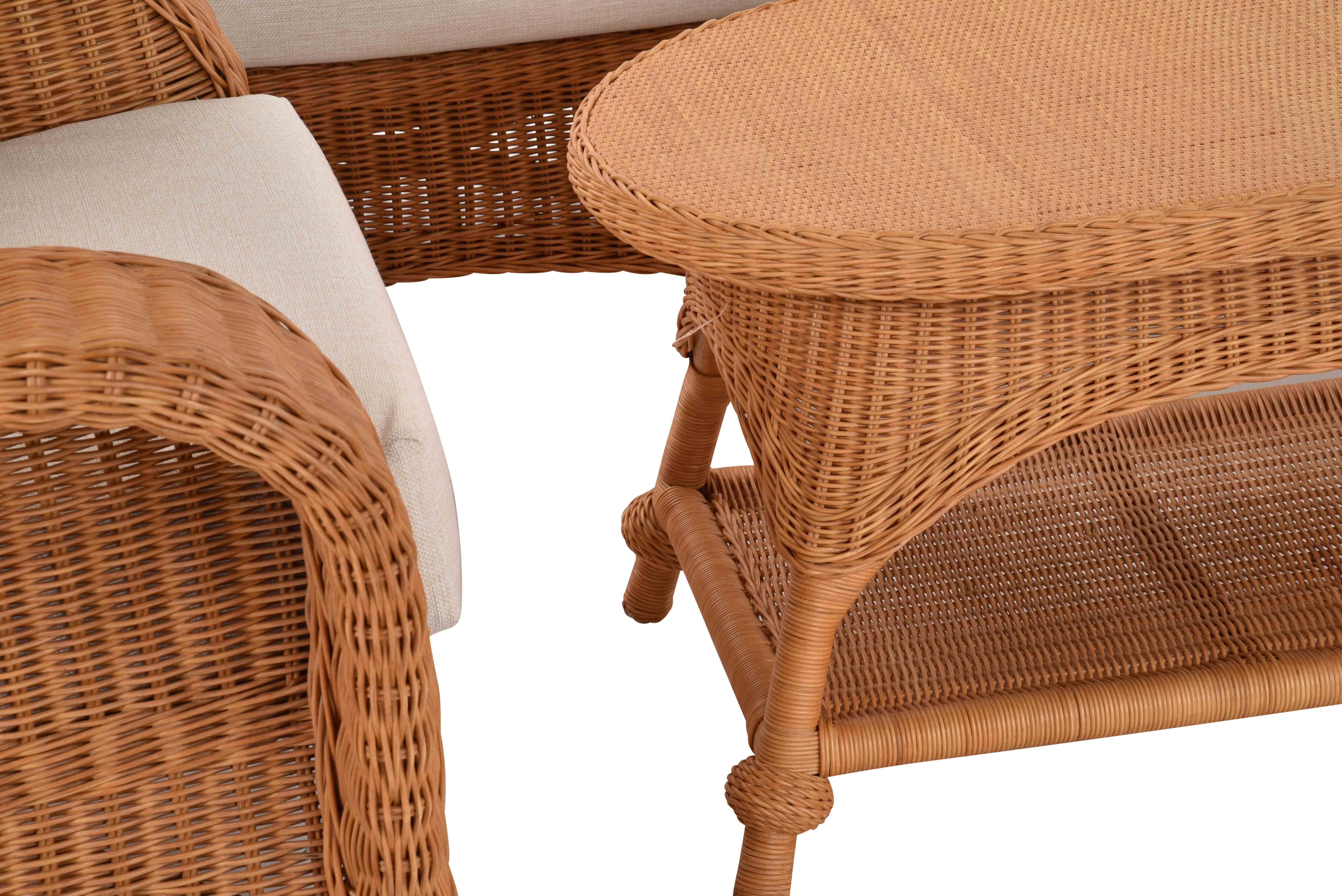 Rattan Terracotta 5 Home (5-tlg., Farbe 2x Rattanmöbel Beistelltisch), Krines 1x für Sitzgruppe Sessel, Set Kora 5-teilig, Tisch, Wintergartenset Dreisitzersofa, Rattangarnitur 1x 1x Personen