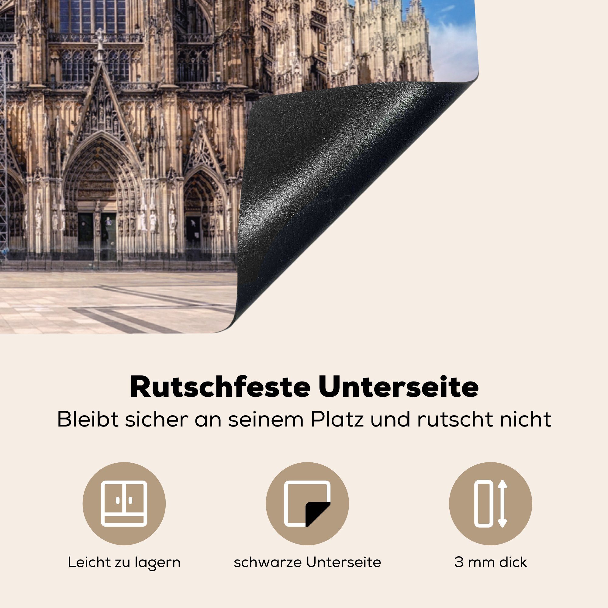 MuchoWow Herdblende-/Abdeckplatte tlg), Köln für Deutschland (1 Dom, 78x78 cm, Vinyl, - - Arbeitsplatte Ceranfeldabdeckung, küche