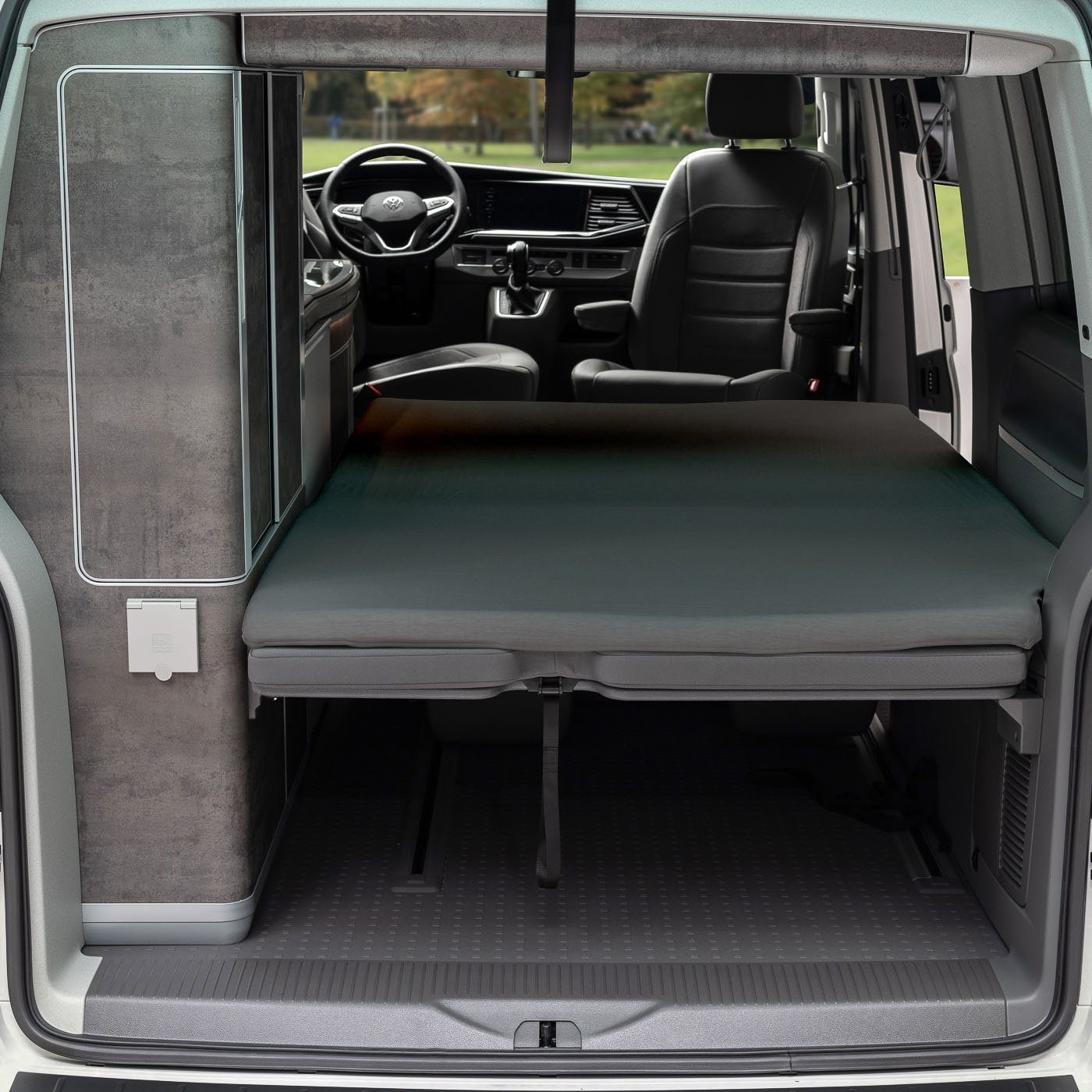 BLACK FOREST FOX Spannbettlaken VW T7 California Ocean Faltbett OEKO-TEX® Grau Camper Van, Baumwolle, Gummizug: rundum