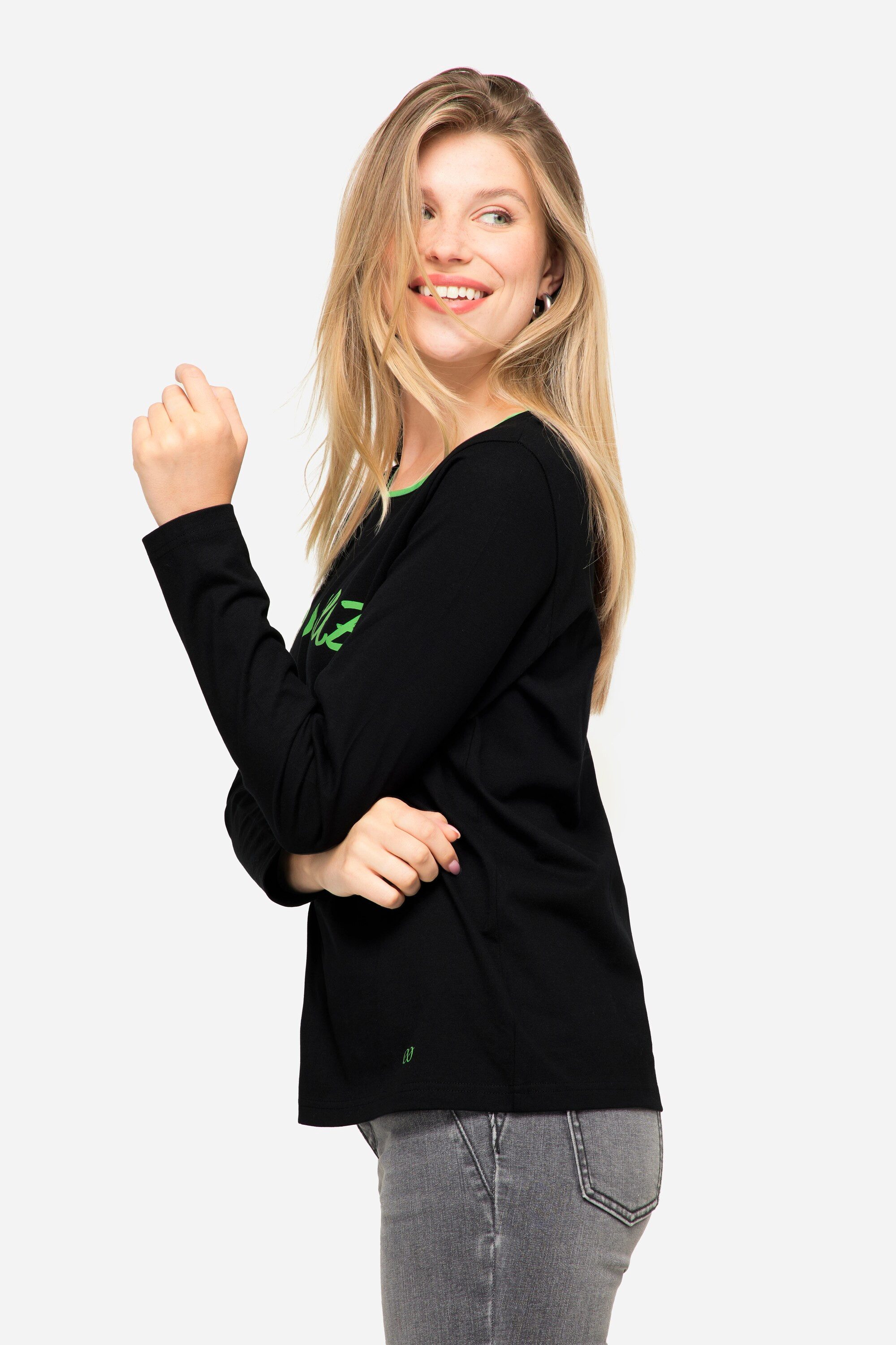 Laurasøn Longsleeve T-Shirt Regular Fit Statement Print Rundhals