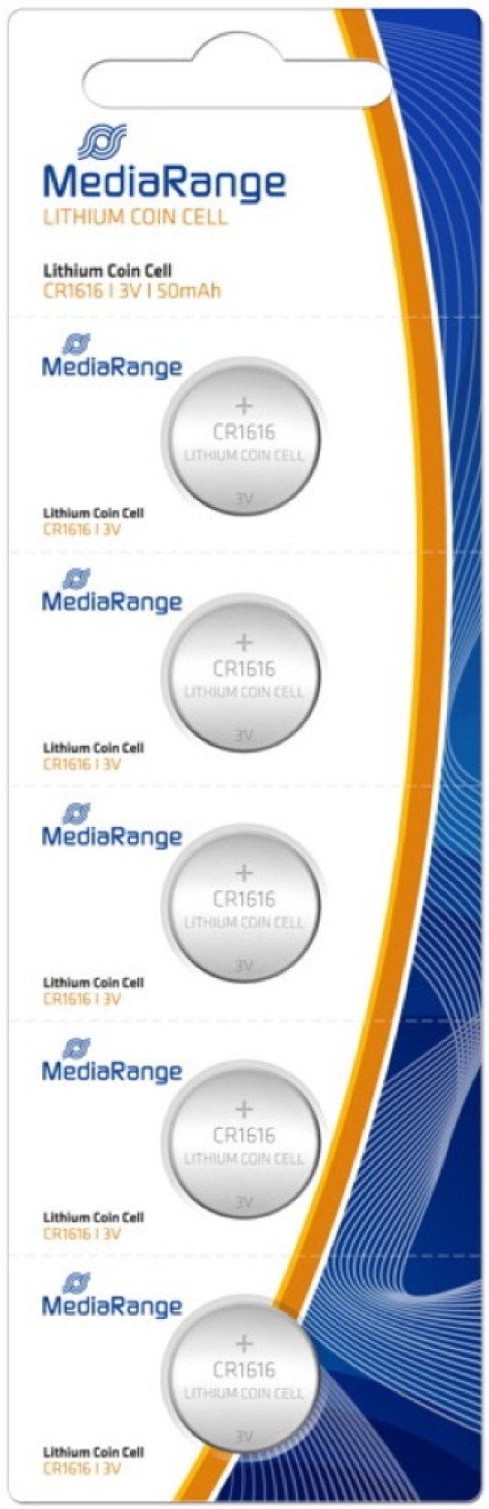 Mediarange 5 Mediarange CR 1616 Lithium Knopfzelle Batterien im 5er Blister Knopfzelle | Knopfzellen