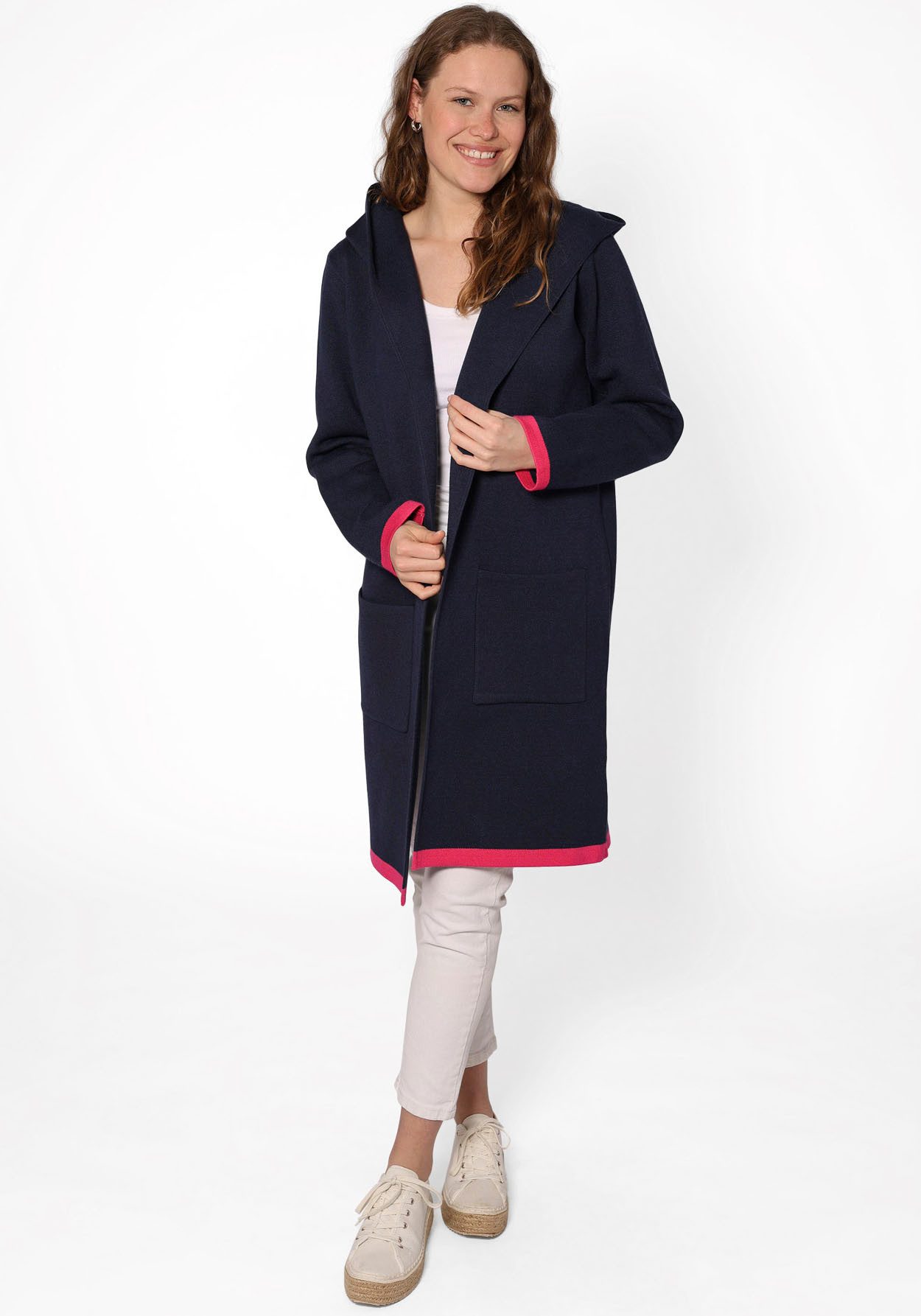 Zwillingsherz Strickjacke "Mona" mit kontrastfarbenem Hingucker-Besatz