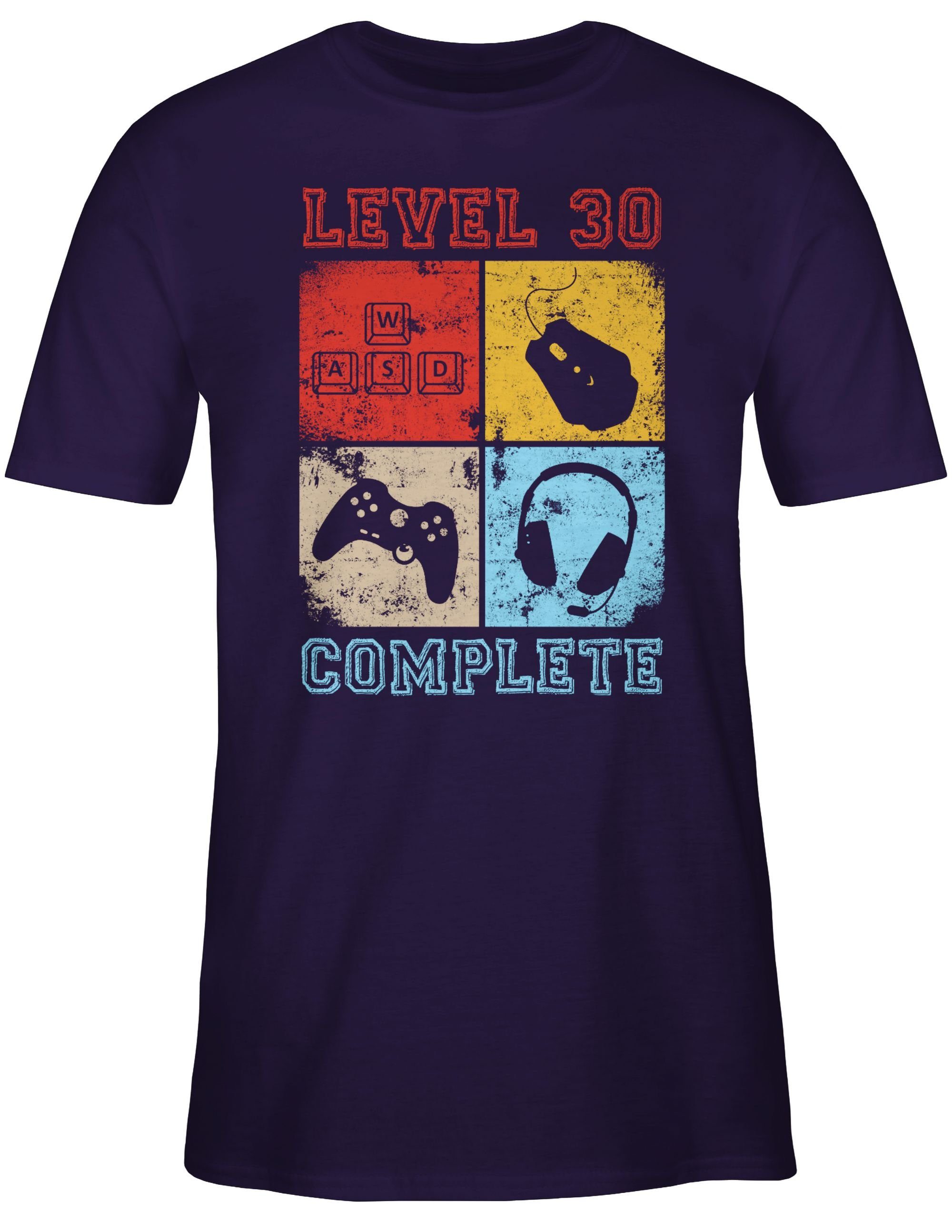 Shirtracer T-Shirt Level 30 30. 03 Geburtstag Complete Lila Completed