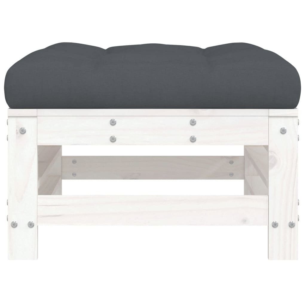 vidaXL Sofaelement Gartenhocker mit Kissen Weiß günstig online kaufen