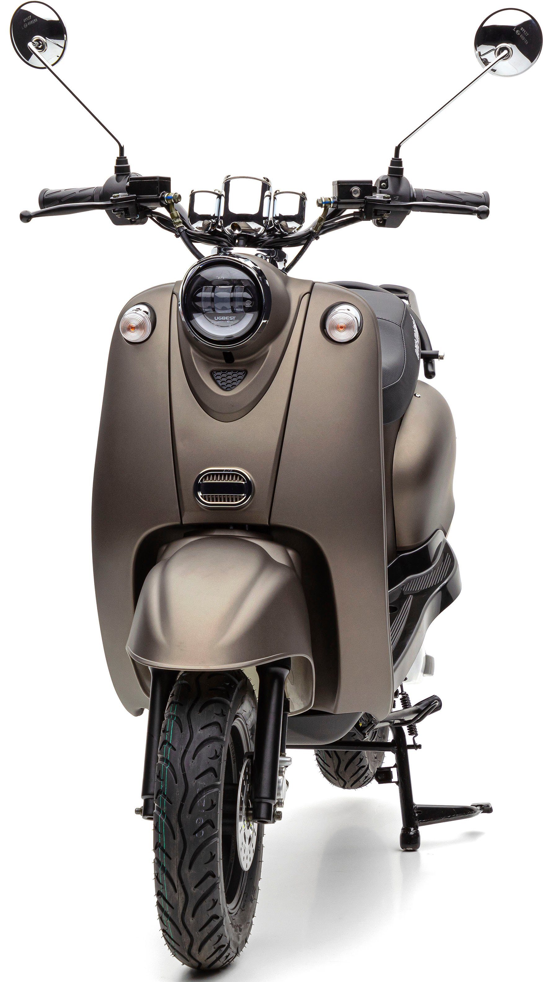 Nova 2000 schwarz E-Motorroller Motors härteverstellbare Star km/h, hinten W, eRetro Li, 45 | Dual-Stoßdämpfer braun