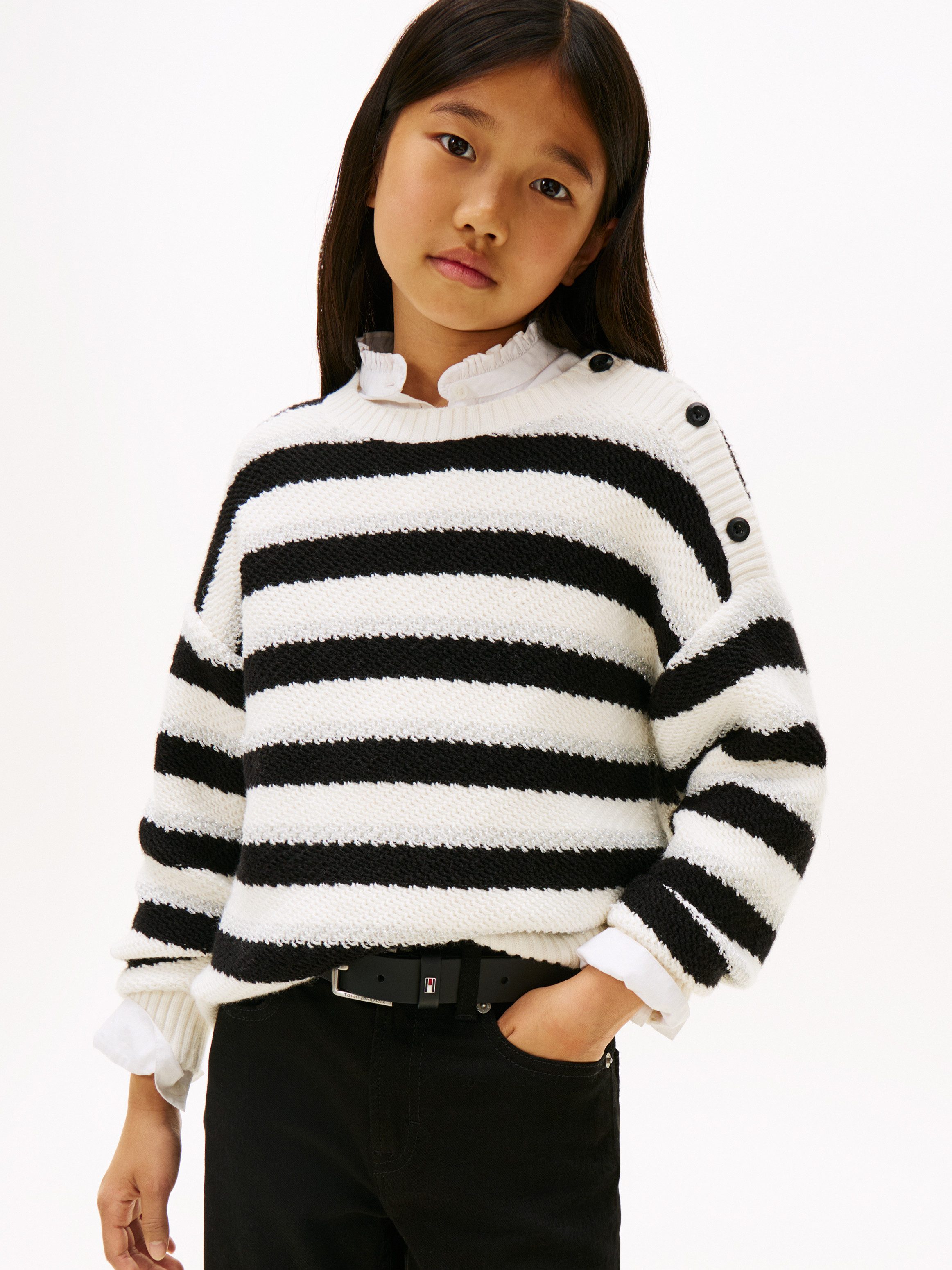 Tommy Hilfiger Strickpullover LUREX STRIPE SWEATER Kinder bis 16 Jahre
