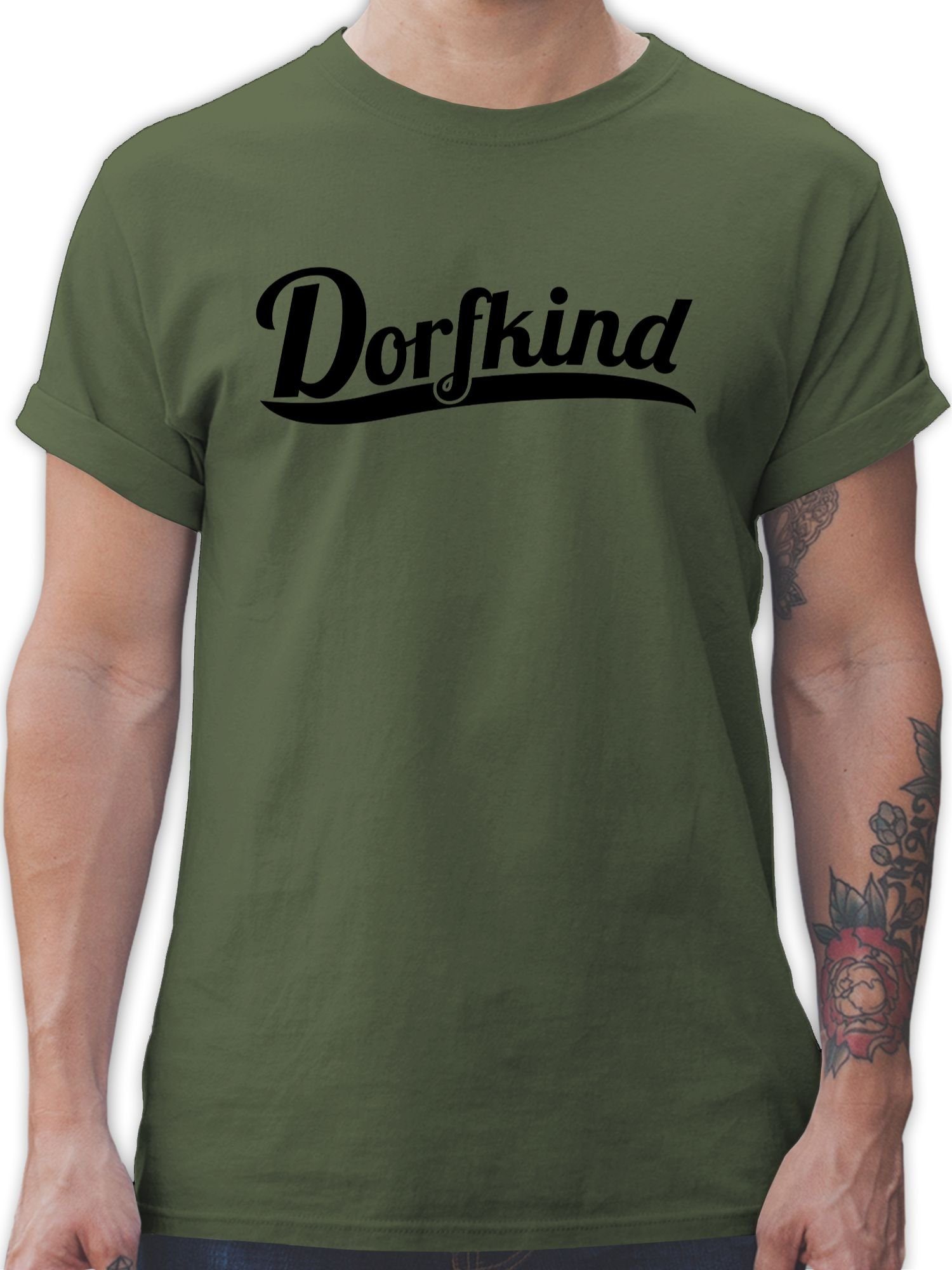 Shirtracer T-Shirt Dorfkind Schwarz Sprüche Statement 2 Army Grün