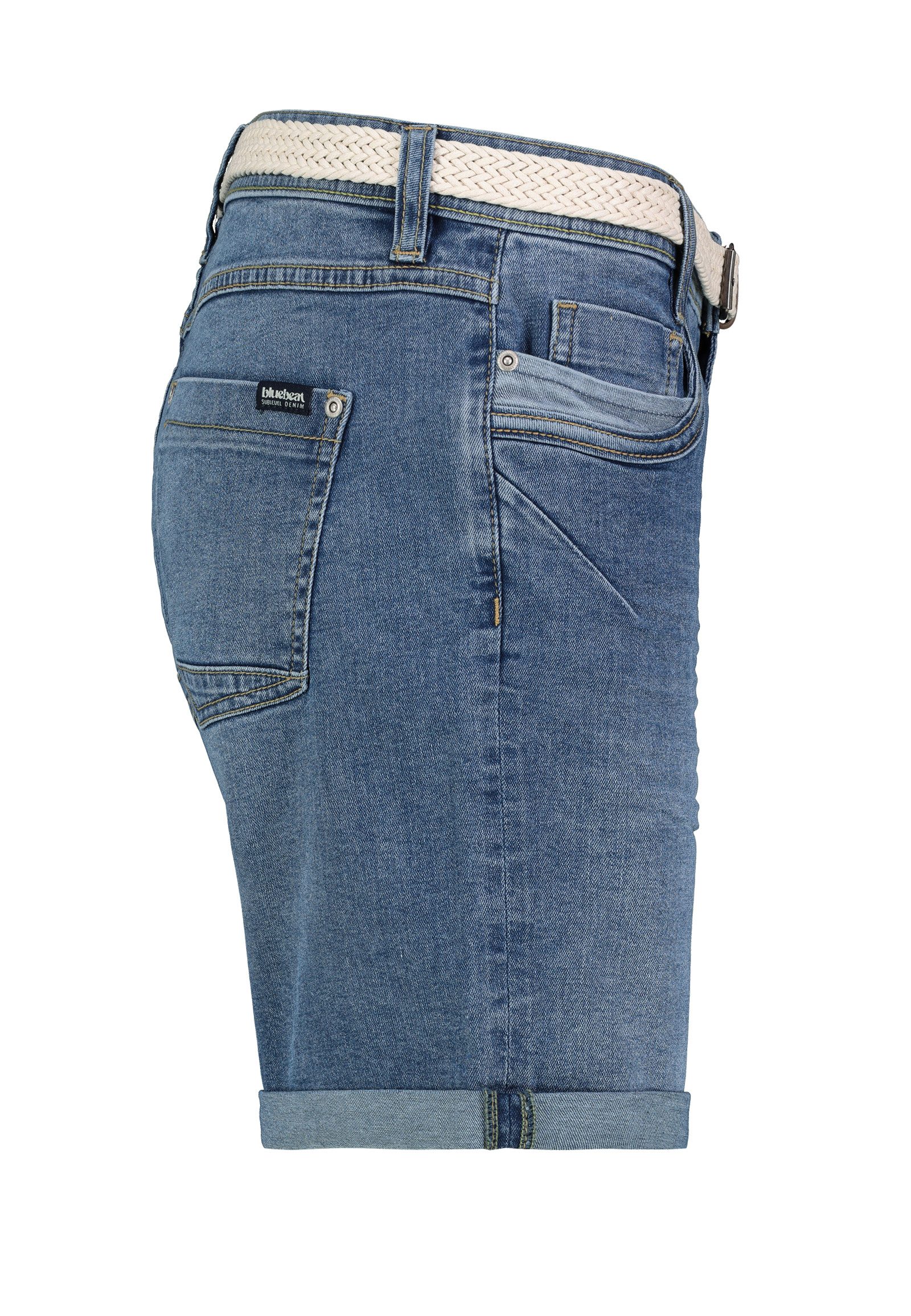 SUBLEVEL Jeansbermudas Damen Jeans Shorts mit Gürtel 5-Pocket, Bermudashorts