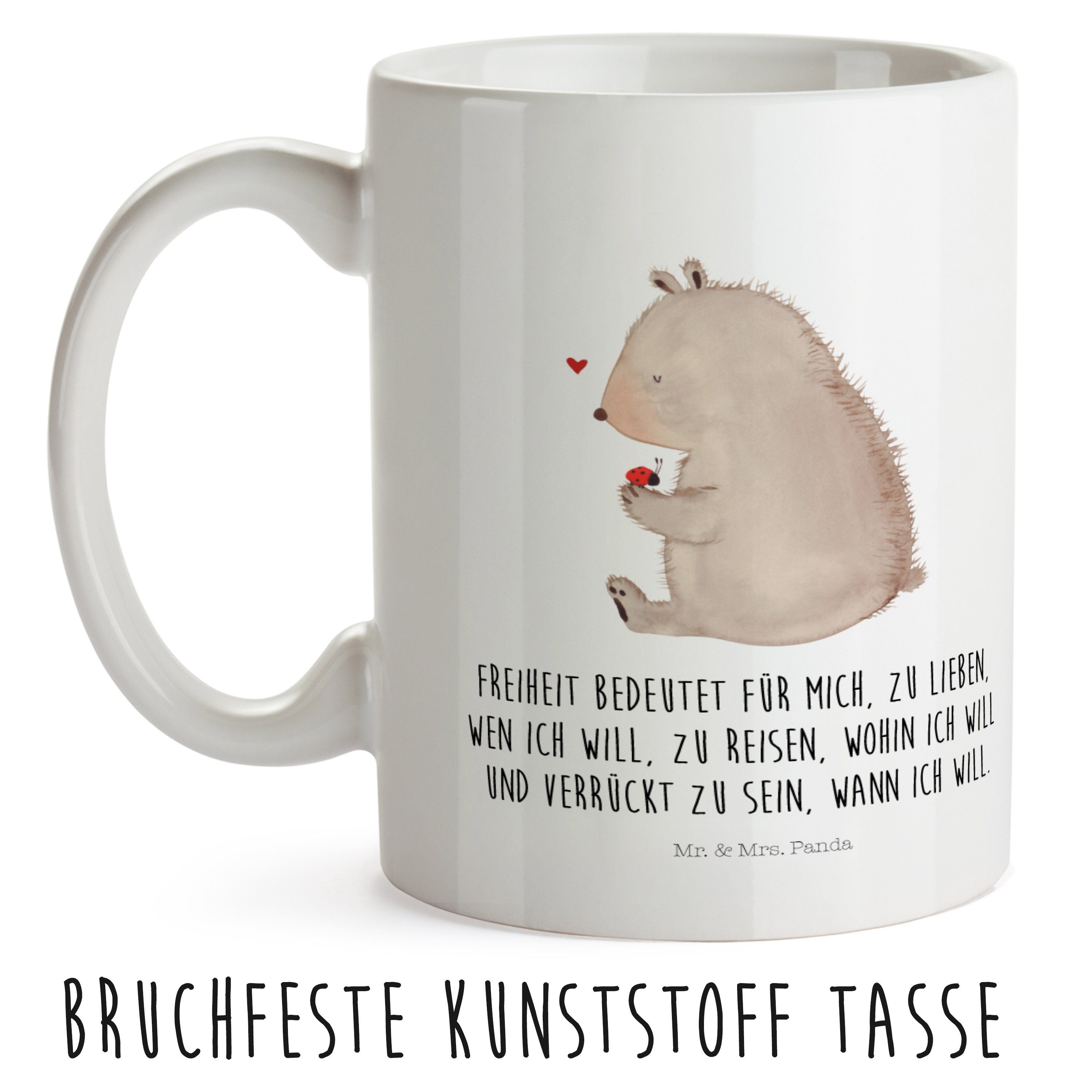 & - Geschenk, Marienkäfer Outdoorgesc, Weiß Mrs. Motivation, Mr. mit - Teddy, Bär Panda Kinderbecher Kunststoff