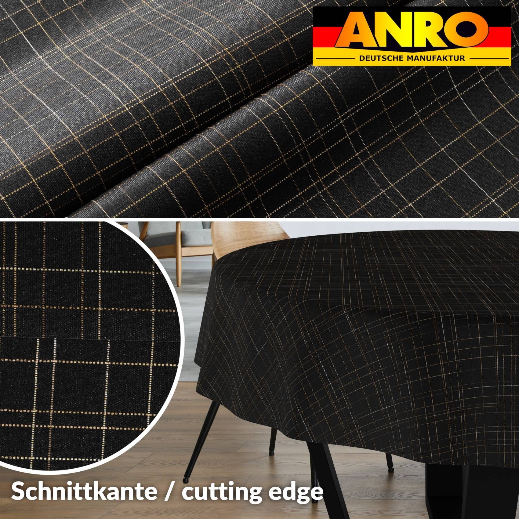 ANRO Tischdecke mit feiner Veredelung und Beschichtung Tischwäsche Stoff-Tischdecke (Einzelstück 1-tlg), Premium TEFLON und 2-Fache Acryl Beschichtung