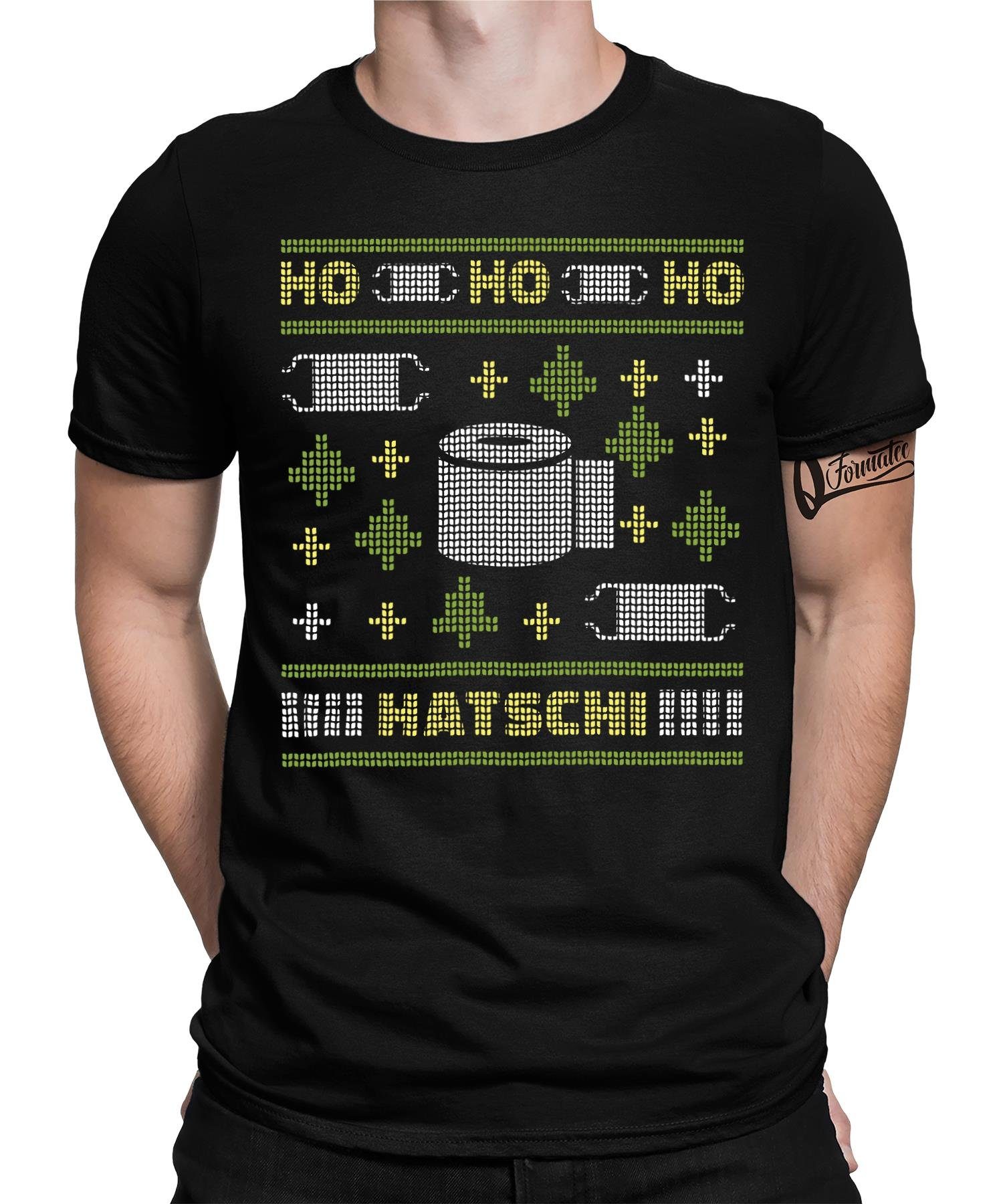 Quattro Formatee Kurzarmshirt Ho Ho Ho Hatschi COVID Ugly Christmas Herren T-Shi (1-tlg) | T-Shirts