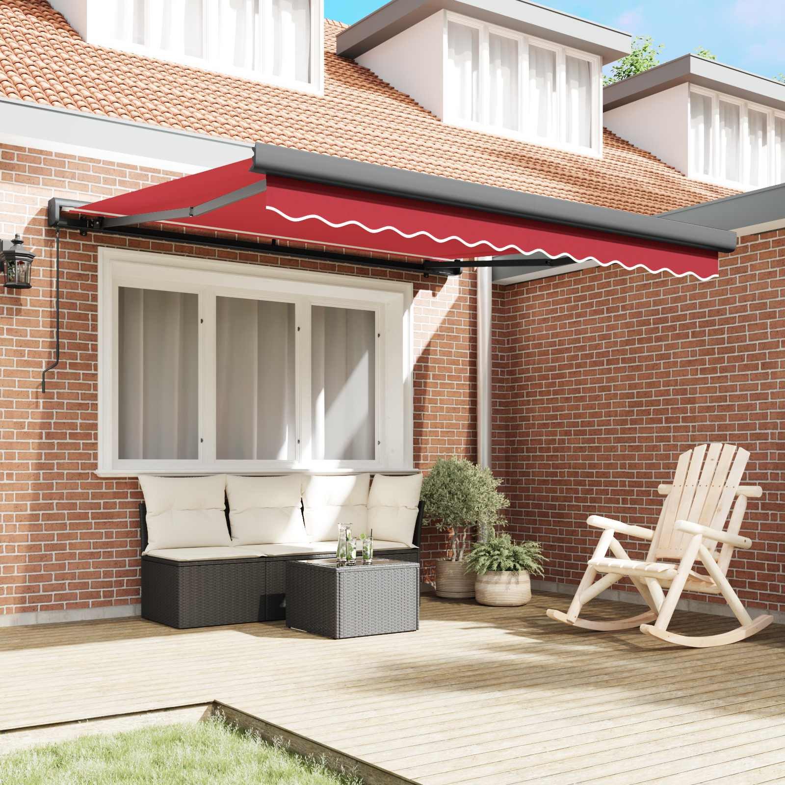 vidaXL Markise Ausziehbare Markise Rot 300 x 250 cm Leinen und Aluminium (1-St)