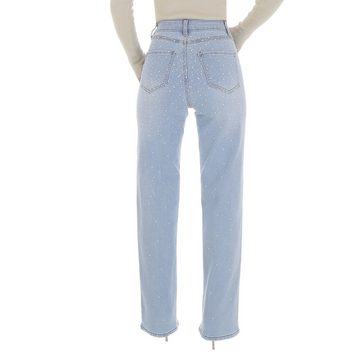 Ital-Design Gerade Jeans Damen Party & Clubwear (86537212) Used-Look Stretch High Waist Jeans in Hellblau