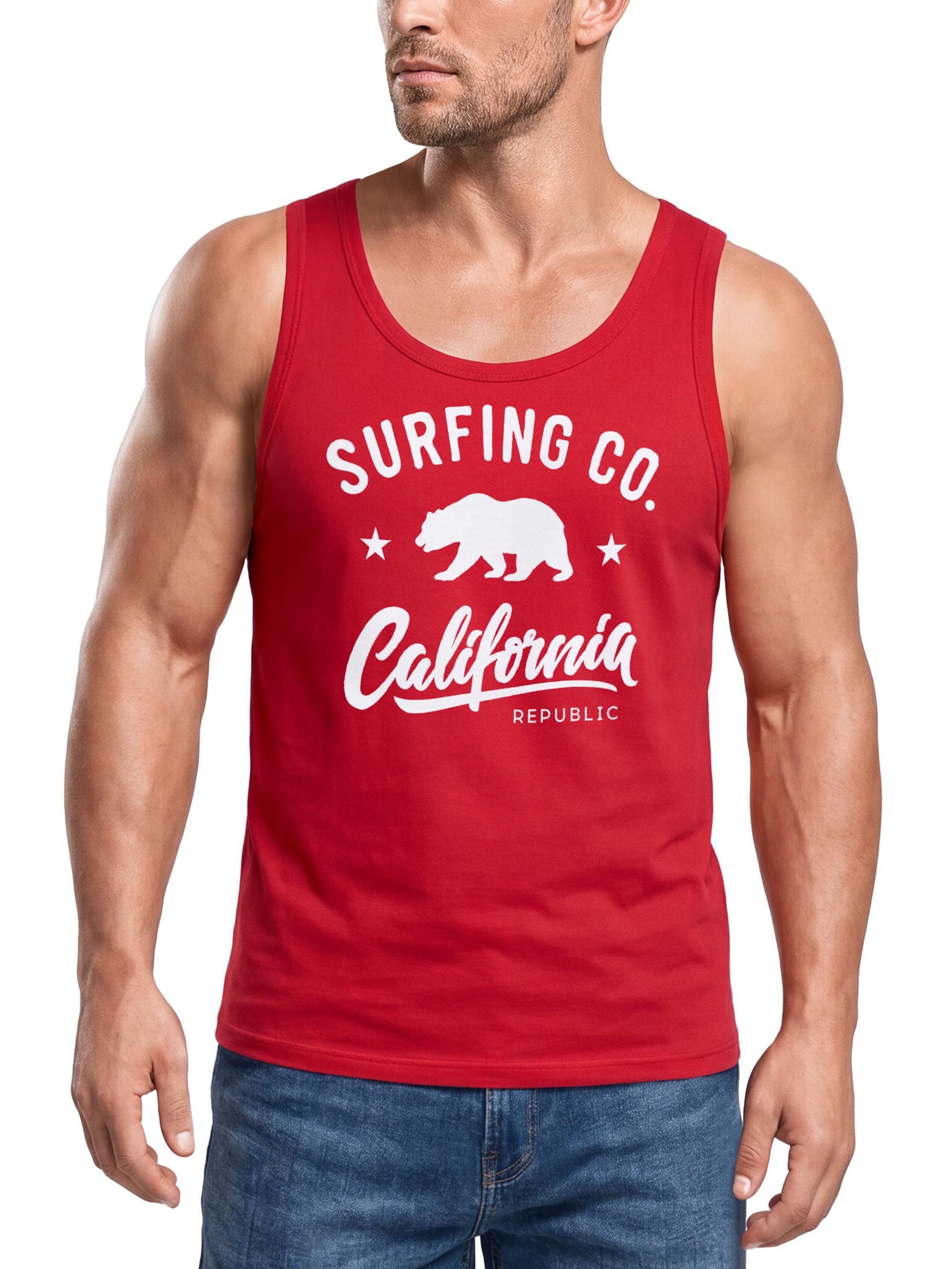 Neverless Tanktop Herren Tank-Top California Republic Bear Bär Sommer Surfing mit Print