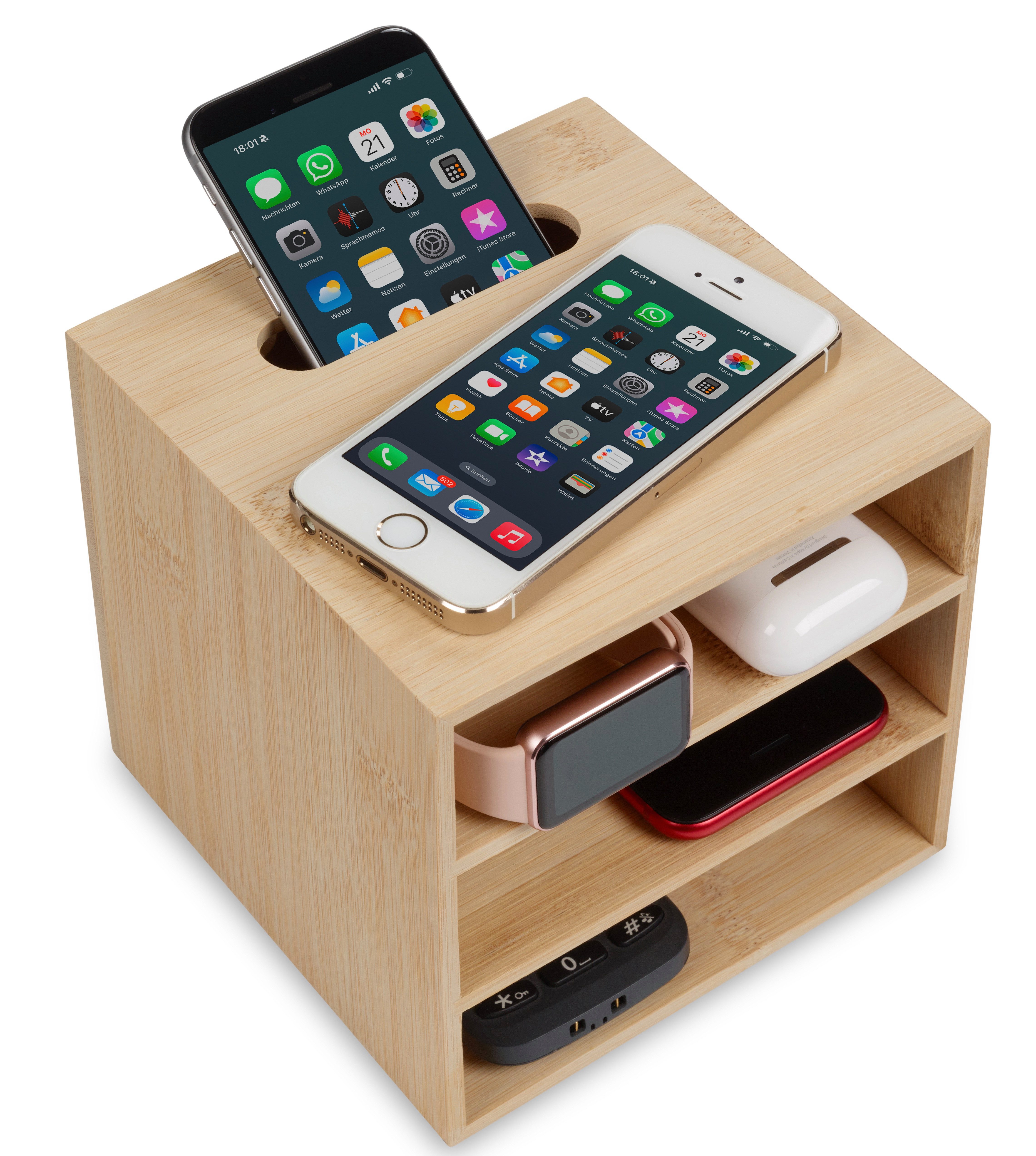 Cubix Handy-Dockingstation Handy-Dockingstation / Handy-Ladestation / Handy-Aufladestation bambus