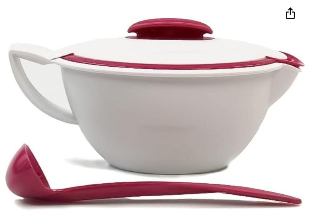 TUPPERWARE Servierschale Tupperware Thermo Duo 400ml Sauciere Bordeaux rot / Weiß