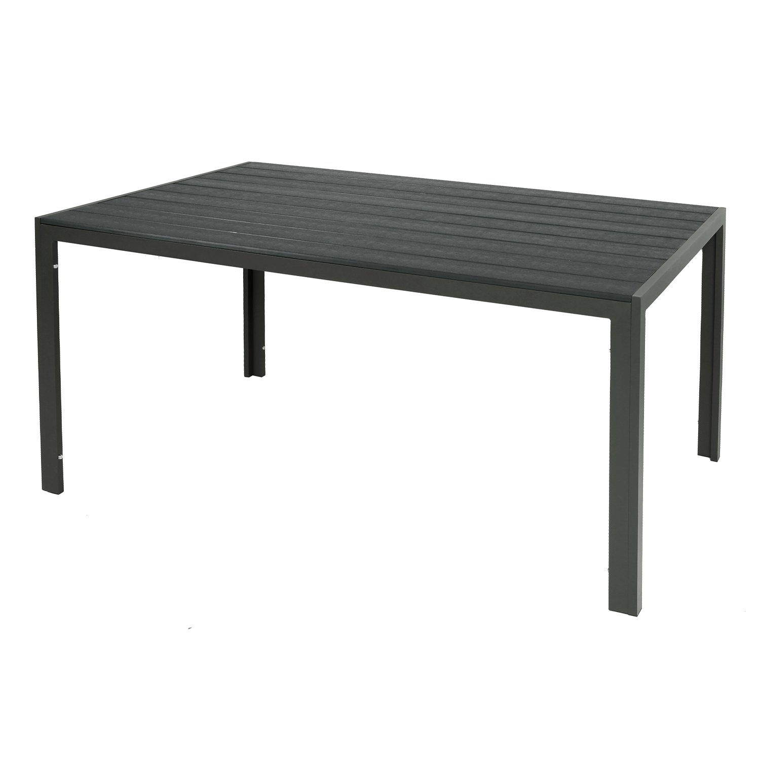 INDA-Exclusiv Küchentisch Großer Non-Wood Gartentisch aus Aluminium anthrazit / grau 180x90cm