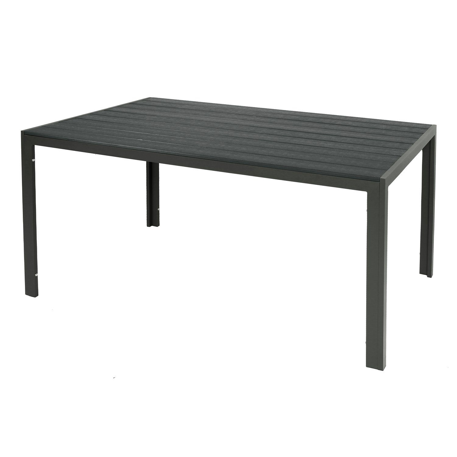 INDA-Exclusiv Küchentisch Großer Non-Wood grau anthrazit Aluminium aus Gartentisch 180x90cm 