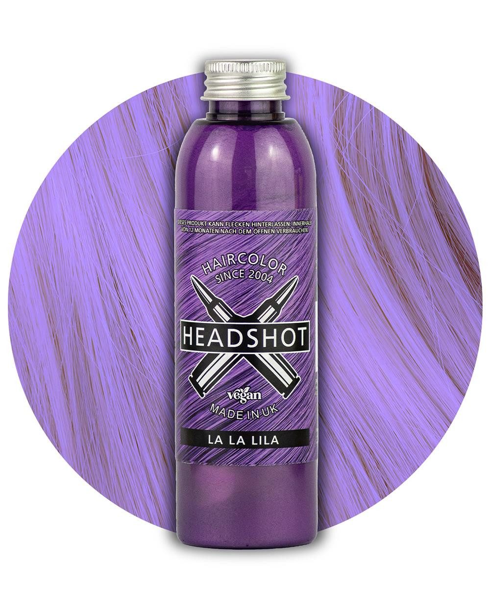 Haartönung Headshot Haartönung vegane Haarfarbe La La Lila (150 ml), Packung, Chemikalien