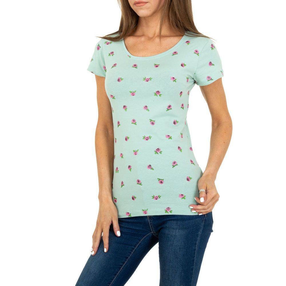 Damen Shirts Ital-Design T-Shirt Damen Freizeit Geblümt T-Shirt in Hellgrün