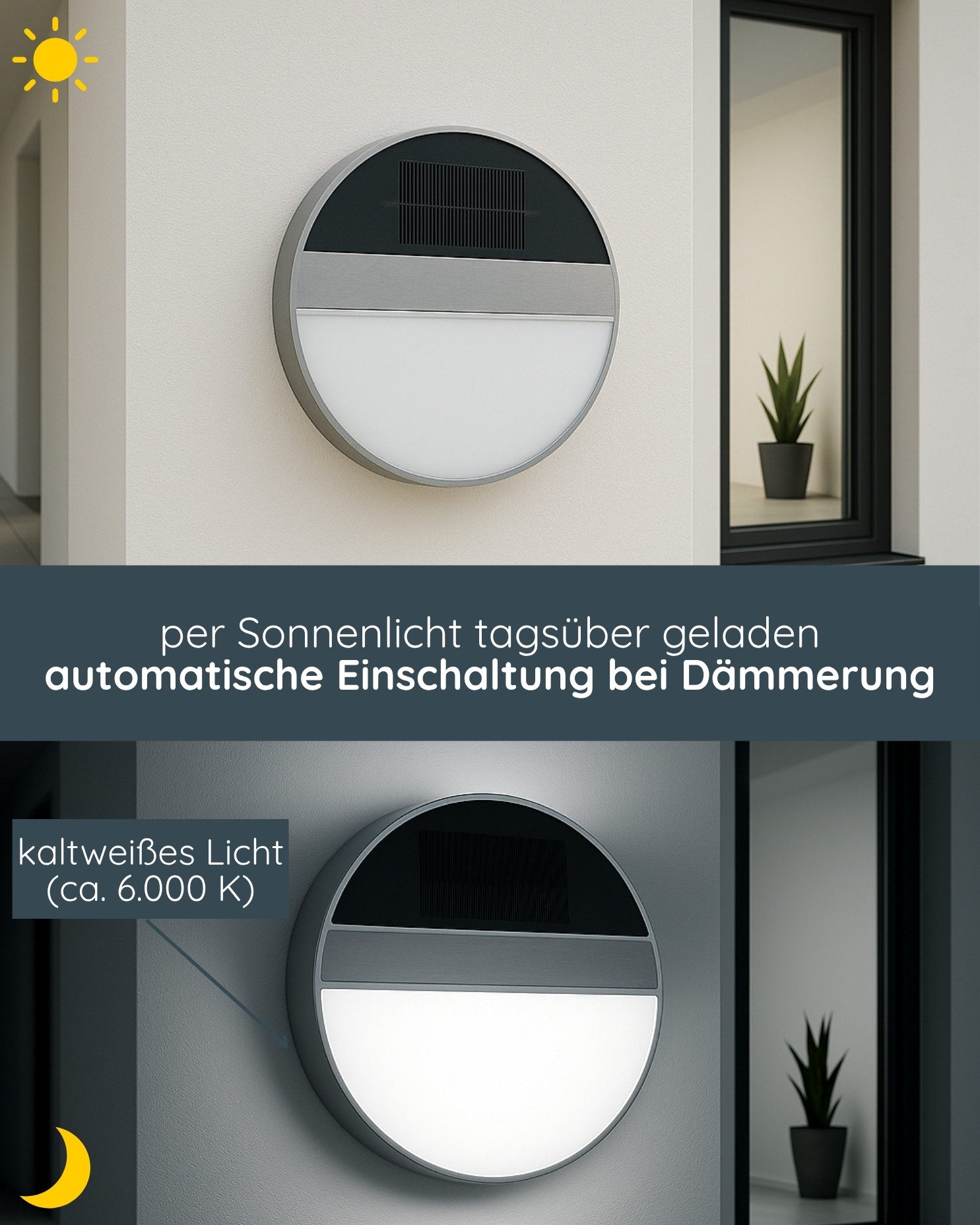 MeLiTec LED Außen-Wandleuchte Solar Wandleuchte SWL06, nein