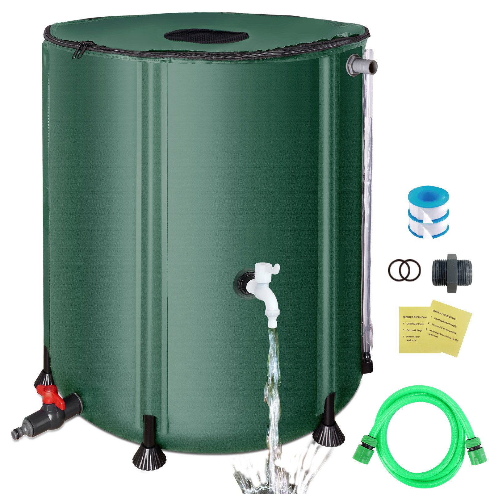 NACATIN Regentonne faltbare Regenwassertonne 200L, Regenwassertank, 200 l, (1-tlg), Regenwassersammler mit Deckel, Hahn & Überlaufschutz, wetterfest